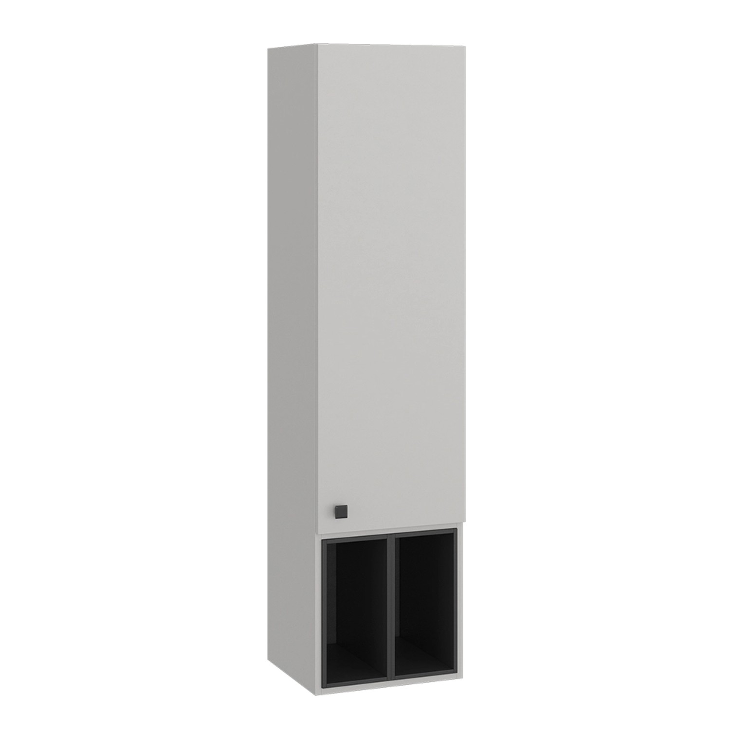 Vicco Badschrank Gerta Grau/Schwarz 38 x 150 cm mit Tür und Offenen Fächern günstig online kaufen