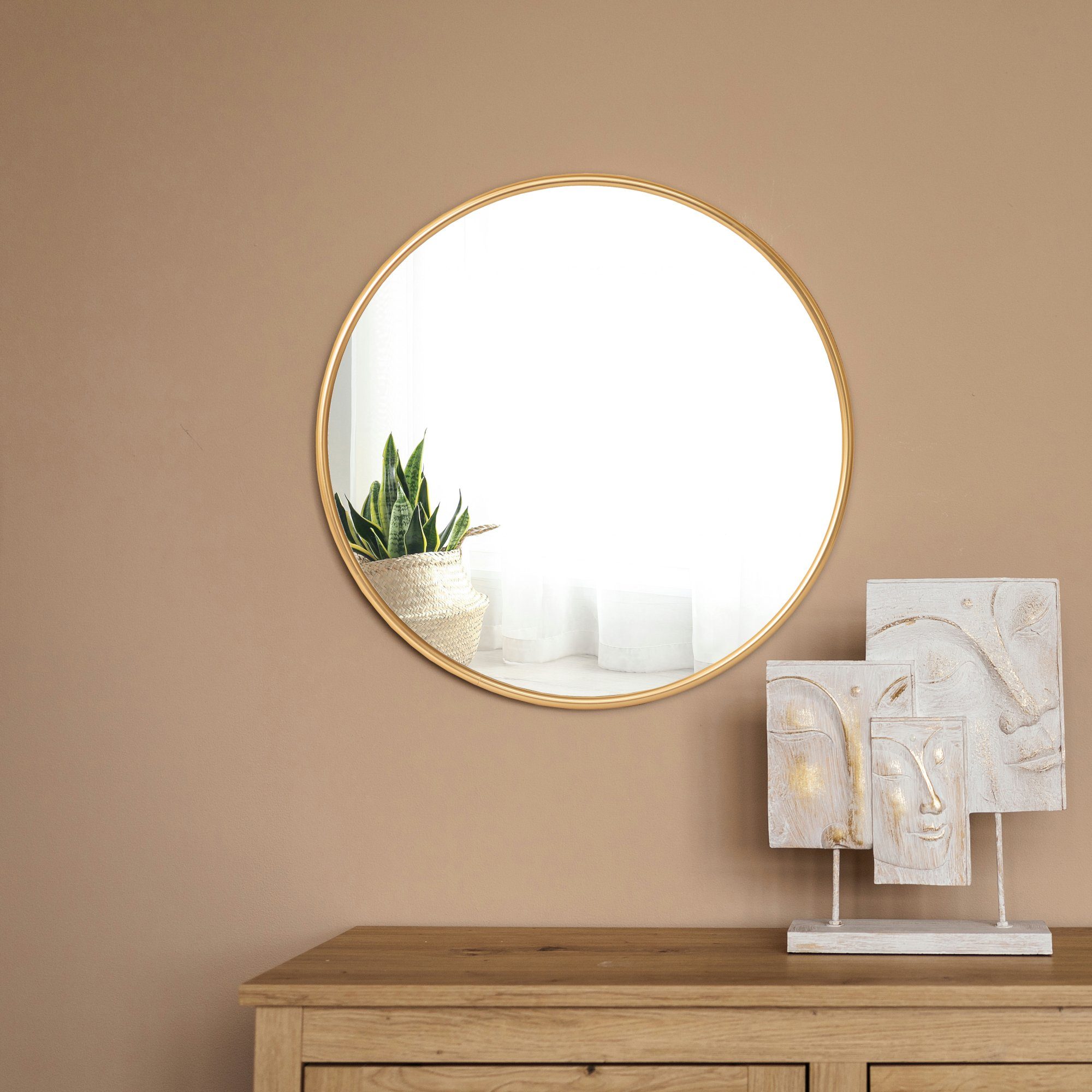 en.casa Wandspiegel, »Ordona« Hängespiegel Ø50cm Gold günstig online kaufen