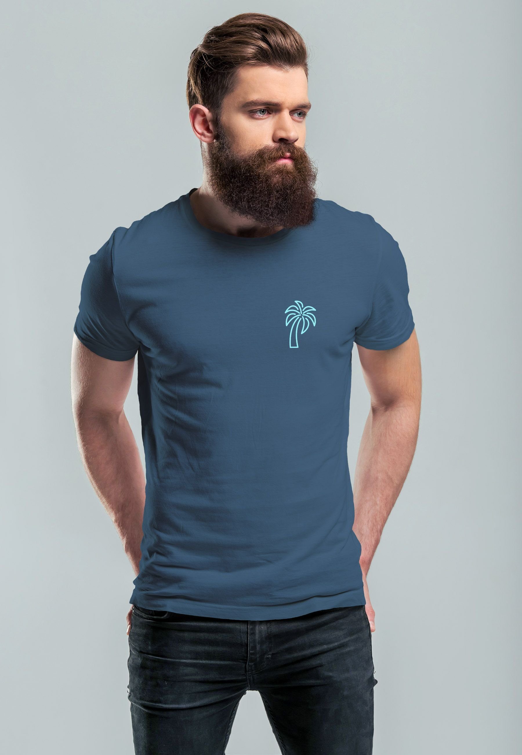 Neverless Print-Shirt Herren T-Shirt Palme Logo günstig online kaufen