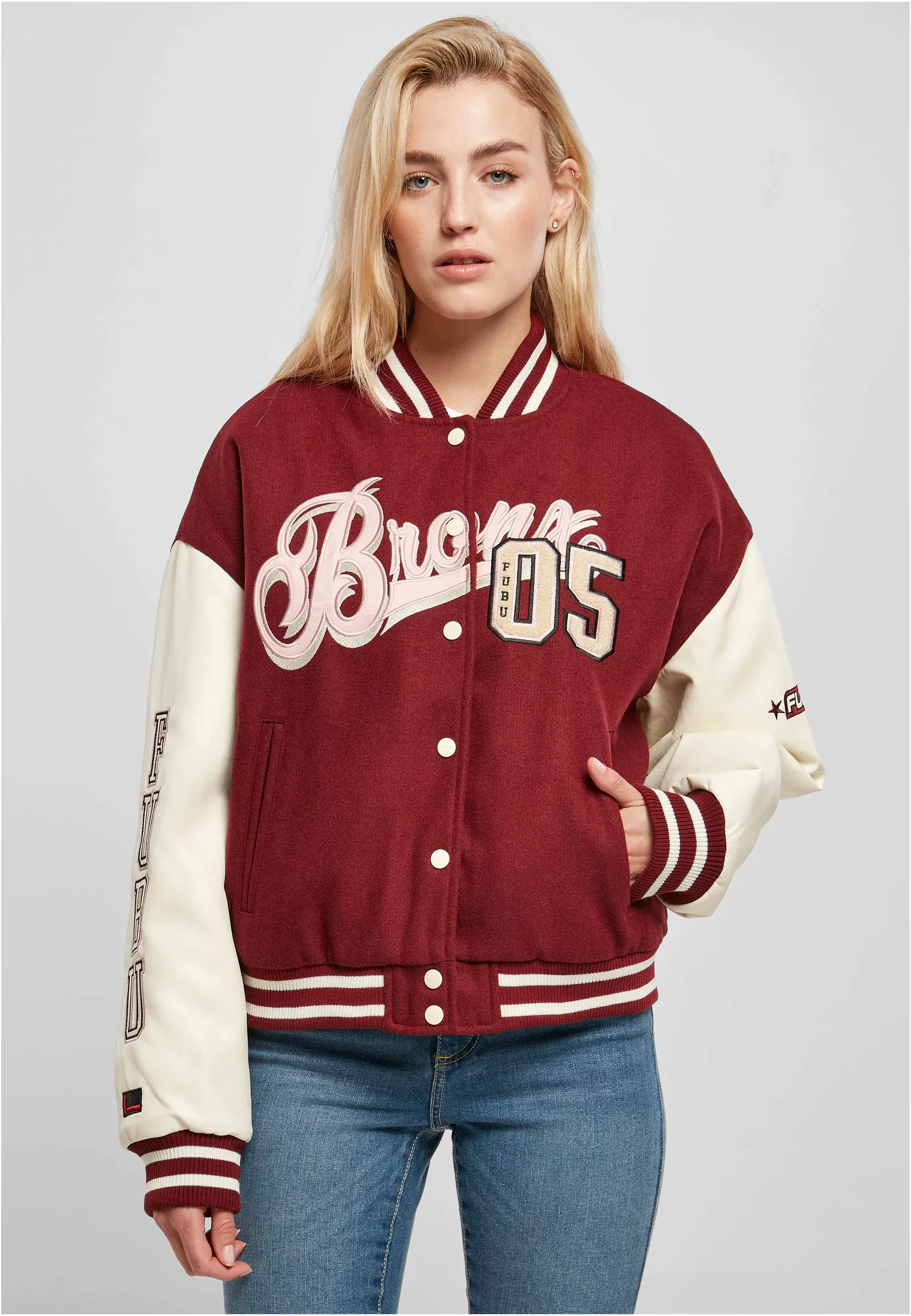 Fubu Collegejacke Fubu Damen FW224-006-1 City 05 Varsity Jacket bordeaux/of günstig online kaufen