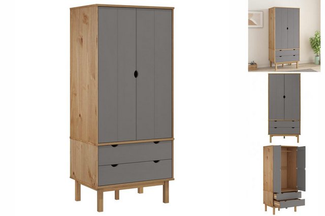 vidaXL Kleiderschrank Kleiderschrank Braun Grau 76,5x53x172 cm Massivholz K günstig online kaufen