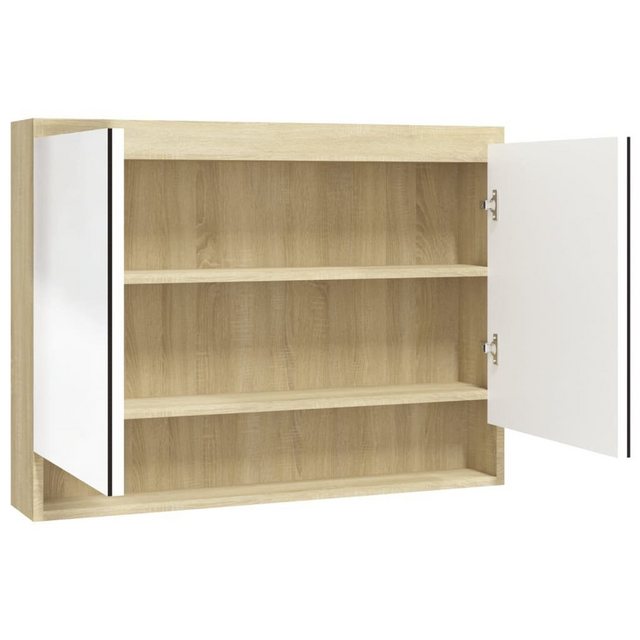 Bad-spiegelschrank 80x15x60 Cm Mdf Weiß Und Eiche-optik günstig online kaufen