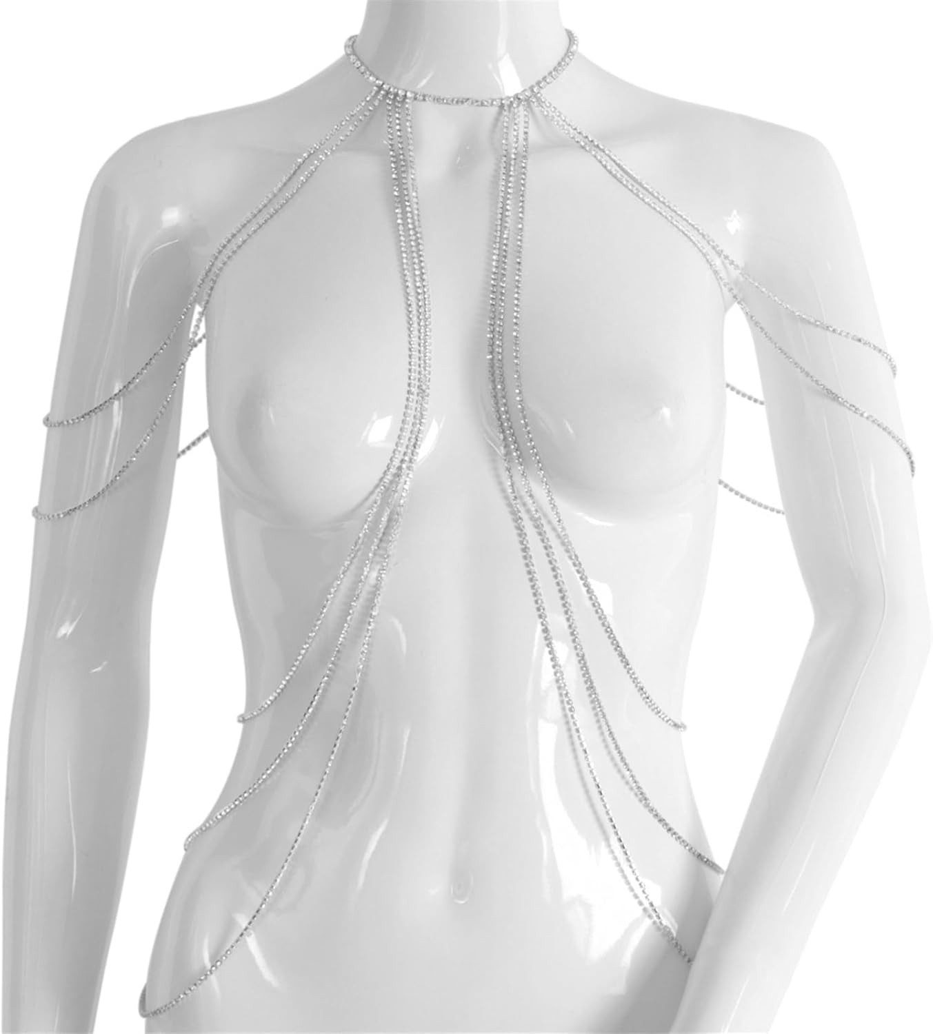 RWEUOQ Kettengürtel Glänzende Schulter-Körper-Ketten, Brust-Ketten (Women's günstig online kaufen