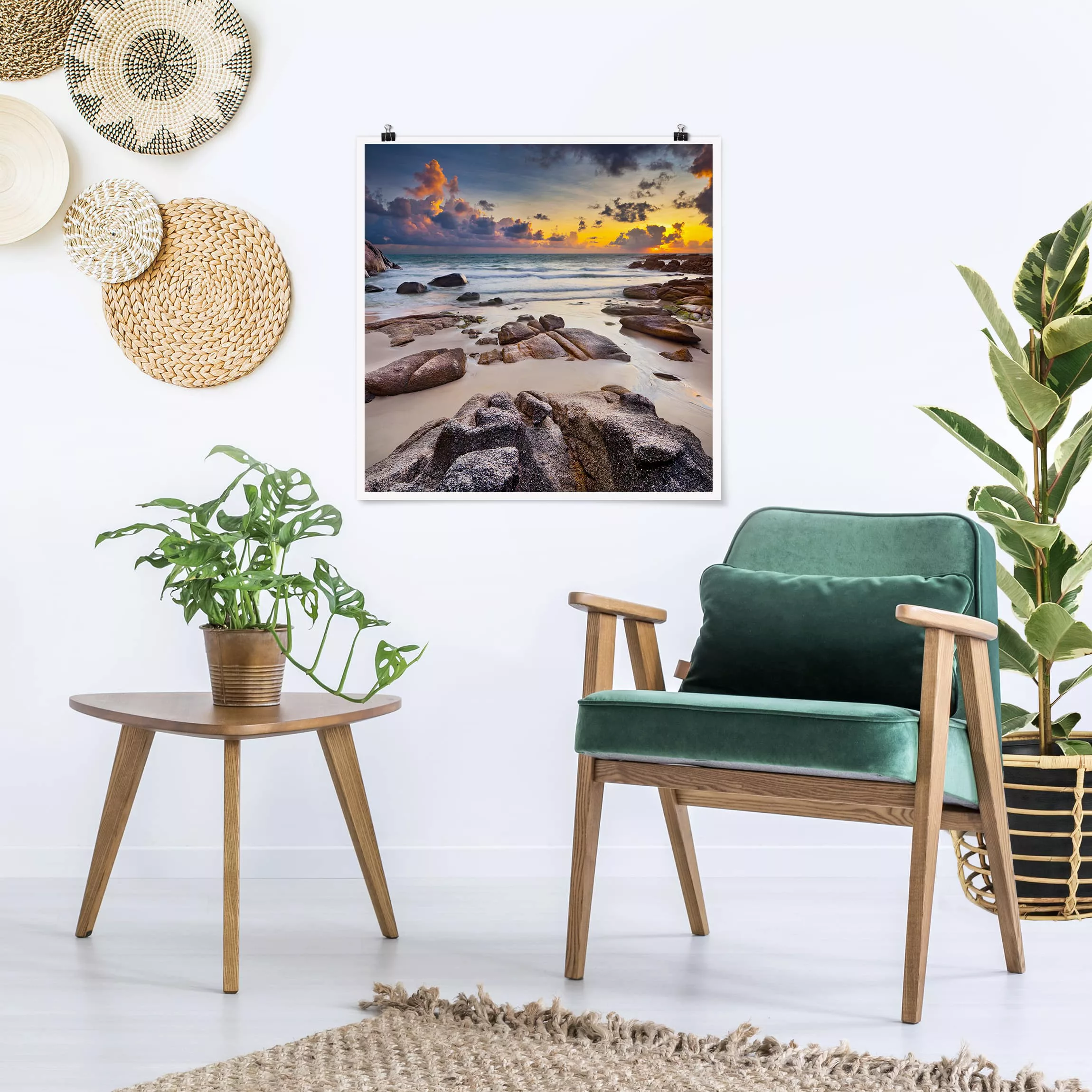Poster Strand - Quadrat Strand Sonnenaufgang in Thailand günstig online kaufen