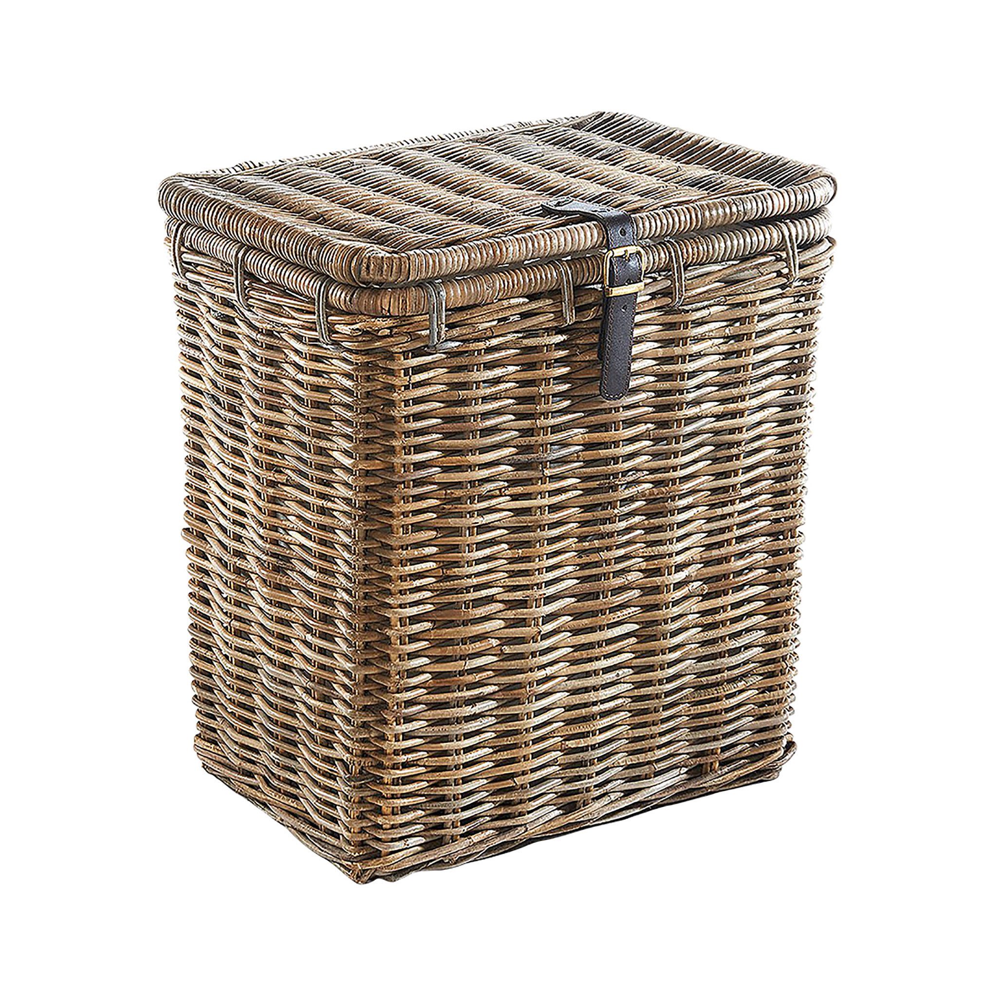 Kobolo Wäschekorb Wäschebehälter eckig Rattan Kubu-Grey günstig online kaufen