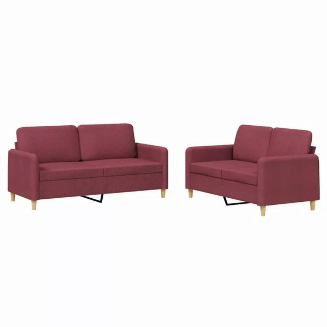 vidaXL Sofa 2-tlg. Sofagarnitur mit Kissen Weinrot Stoff günstig online kaufen