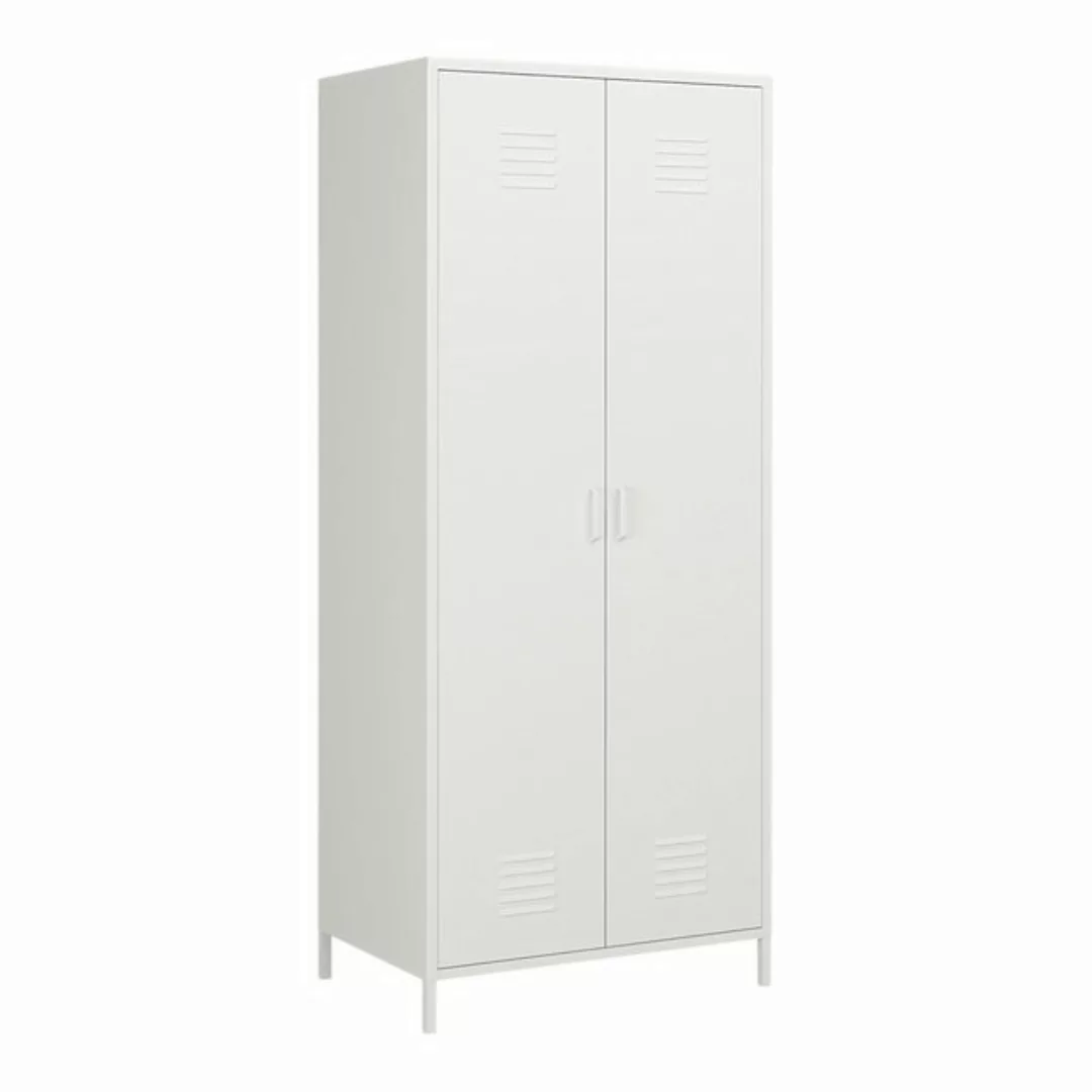 en.casa Kleiderschrank Garderobenschrank »Seinäjoki« 180x76x50 cm Stahl Wei günstig online kaufen