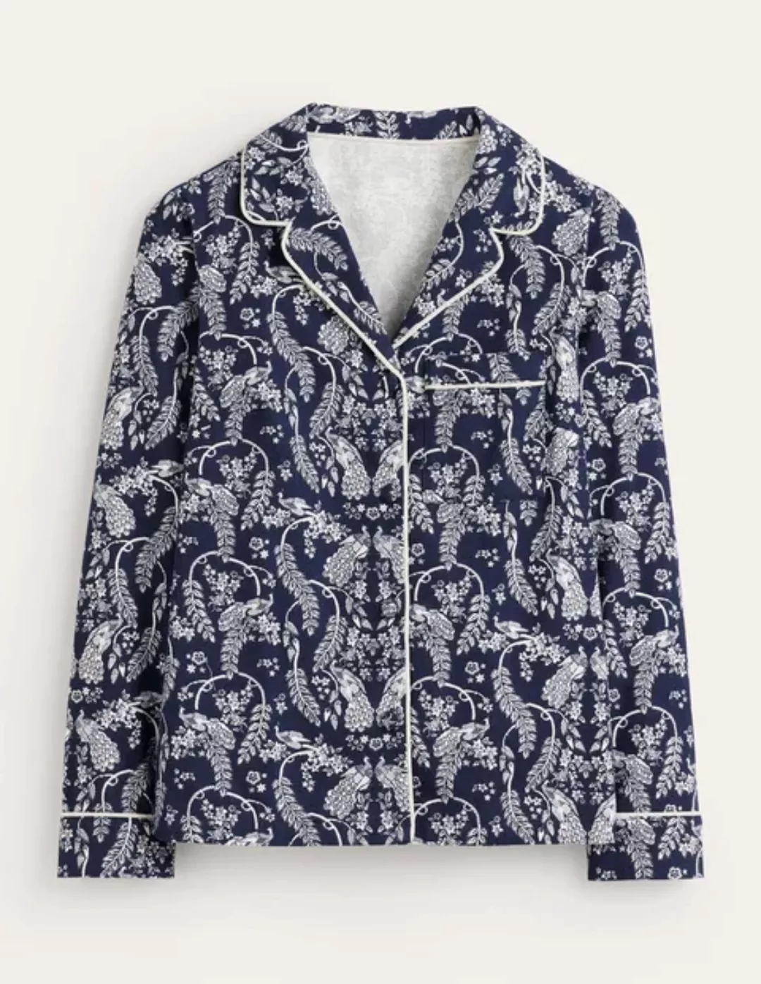 Pyjamahemd aus gebürsteter Baumwolle Damen Boden, Französisches Marineblau, günstig online kaufen