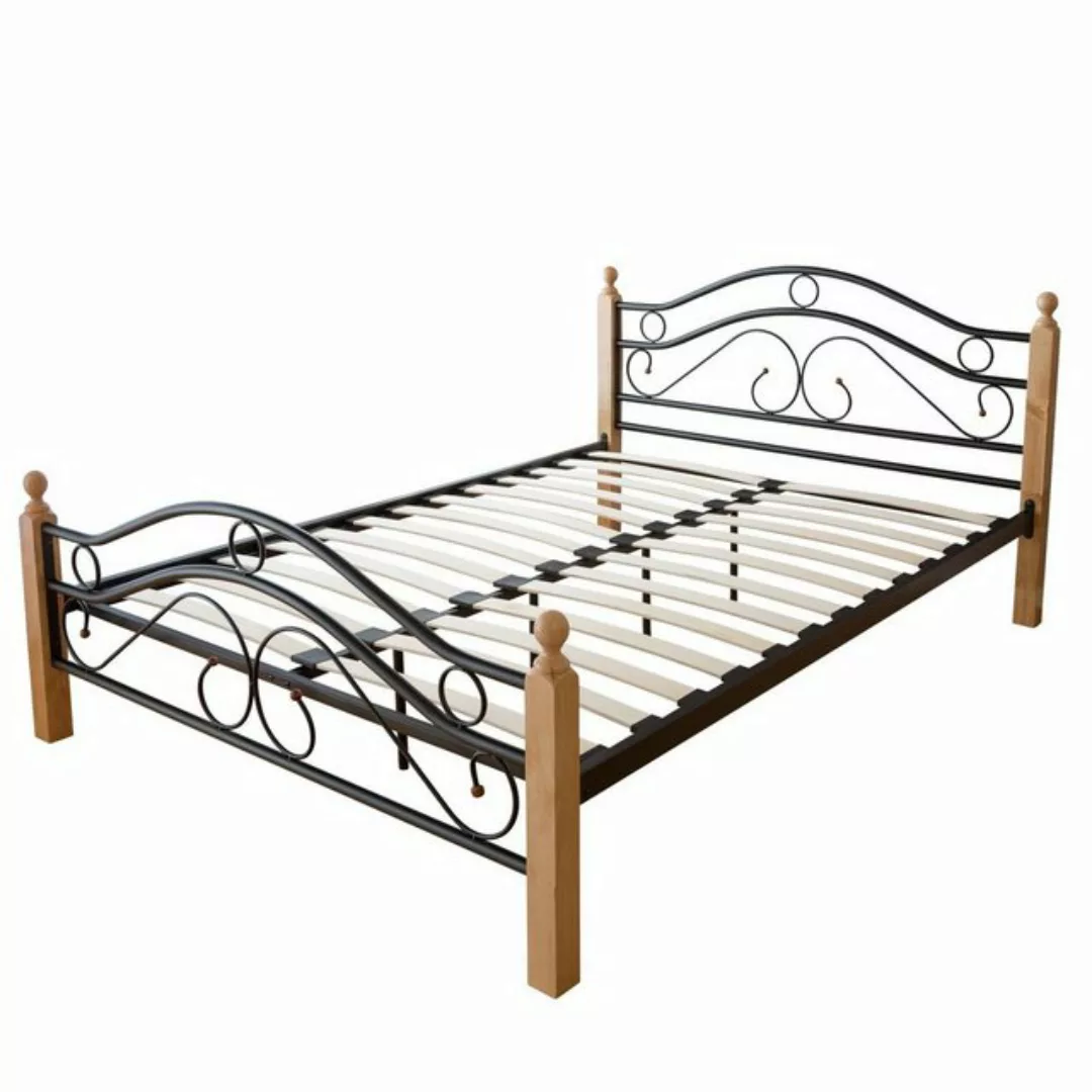 Homestyle4u Metallbett 140 x 200 Bettgestell Doppelbett Bettrahmen Schwarz, günstig online kaufen