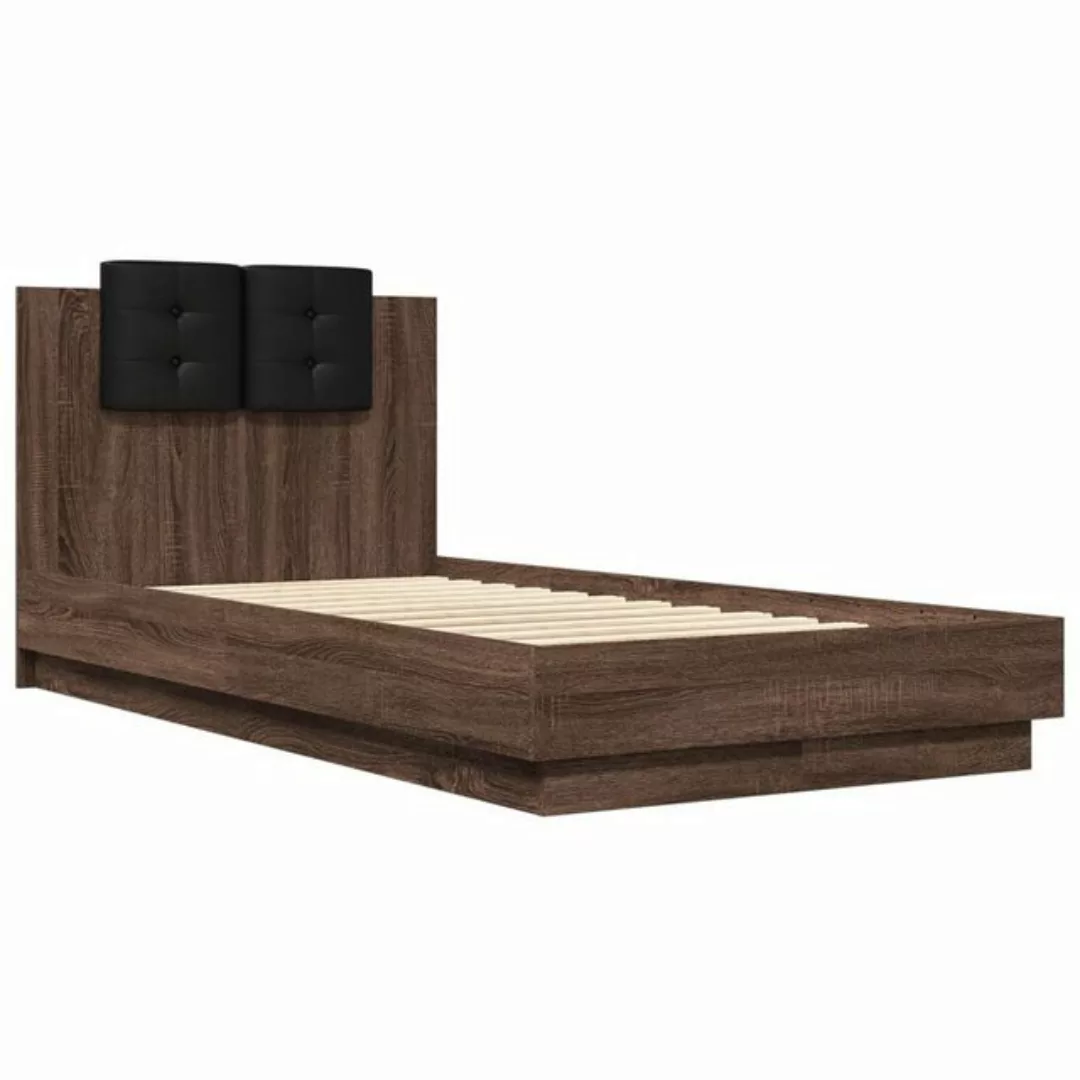 vidaXL Bett Bettgestell mit Kopfteil Braun Eiche 75x190 cm Holzwerkstoff günstig online kaufen