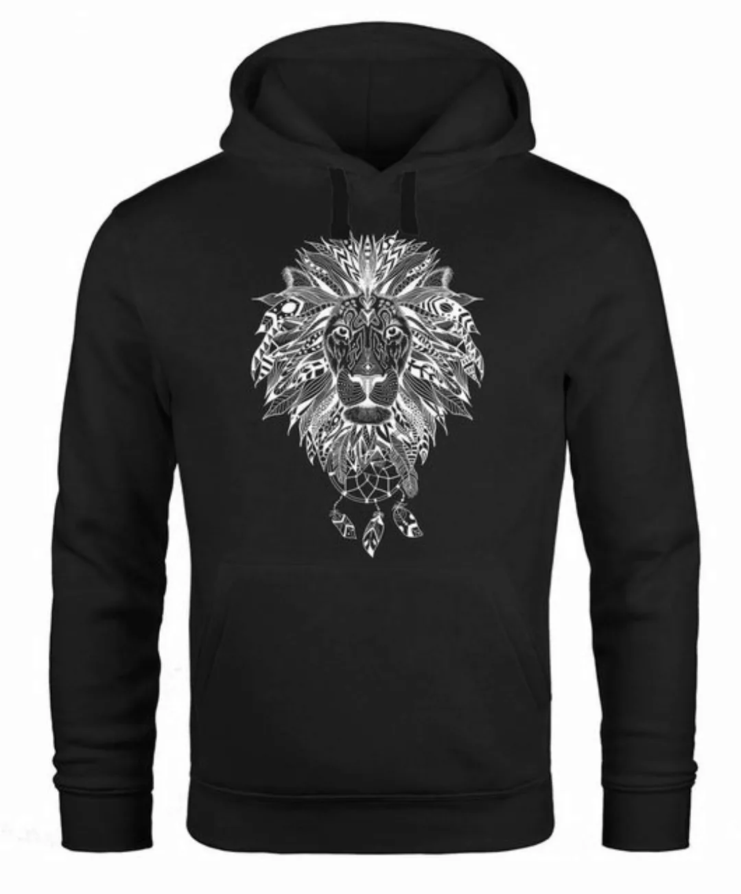 Neverless Hoodie Hoodie Herren Aufdruck Löwe Boho Style Atzekenmuster Traum günstig online kaufen