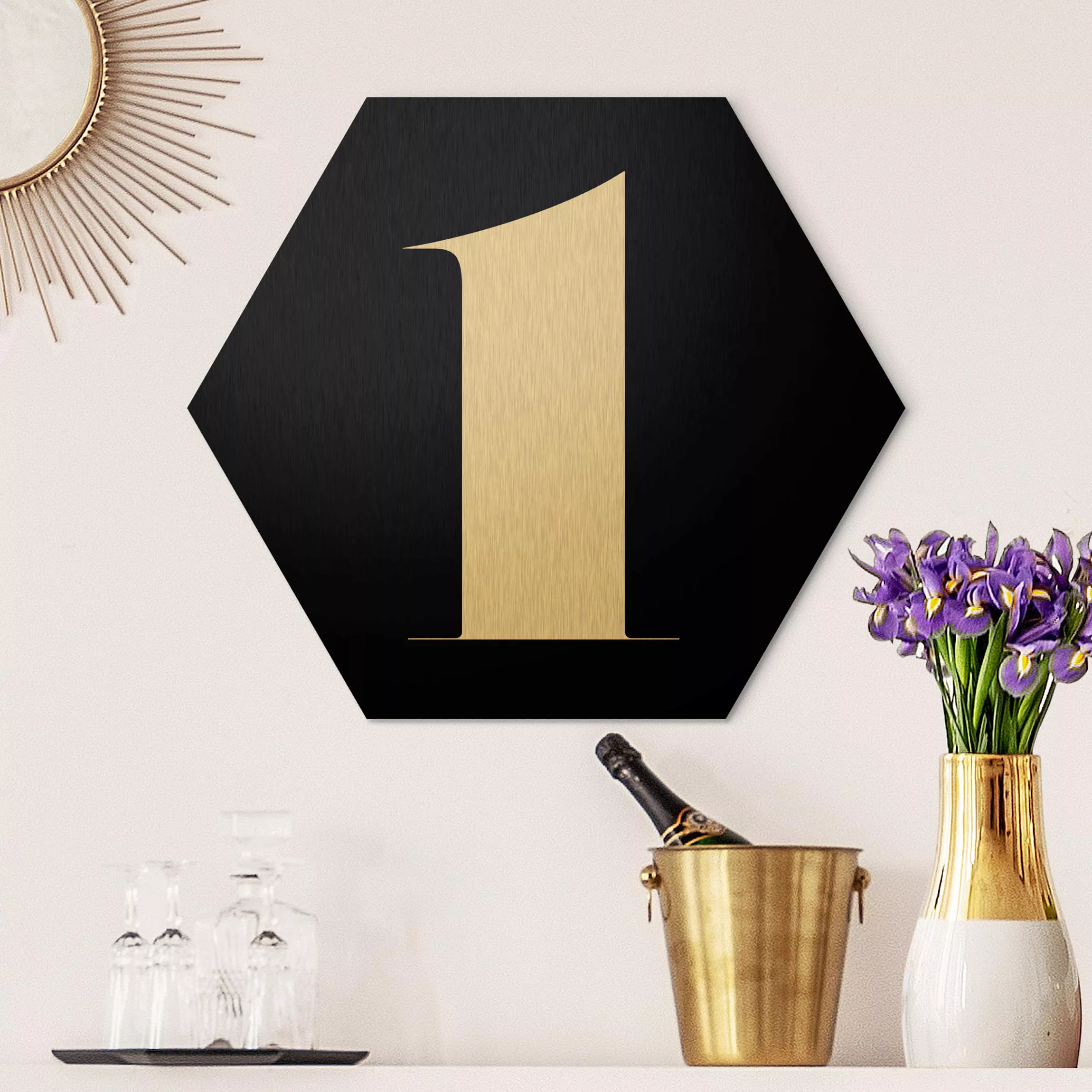 Hexagon-Alu-Dibond Bild Antiqua Zahl 1 günstig online kaufen