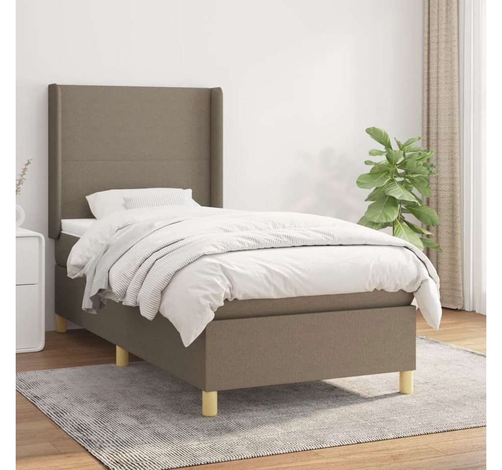 vidaXL Boxspringbett Boxspringbett mit Matratze Taupe 90x200 cm Stoff Bett günstig online kaufen