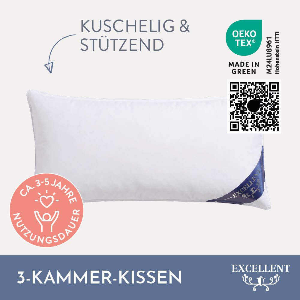 Excellent 3-Kammer-Kopfkissen Zürich, Kopfkissen in 40x80 günstig online kaufen