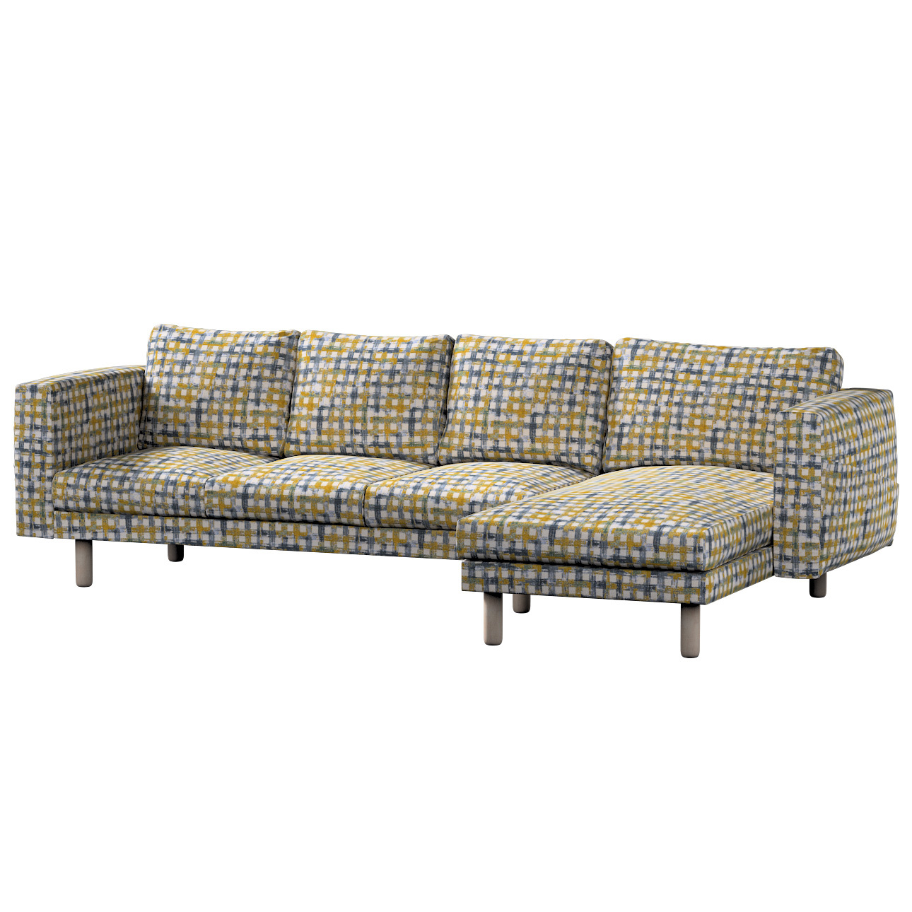 Bezug für Norsborg 4-Sitzer Sofa mit Recamiere, blau-gelb, Norsborg Bezug f günstig online kaufen