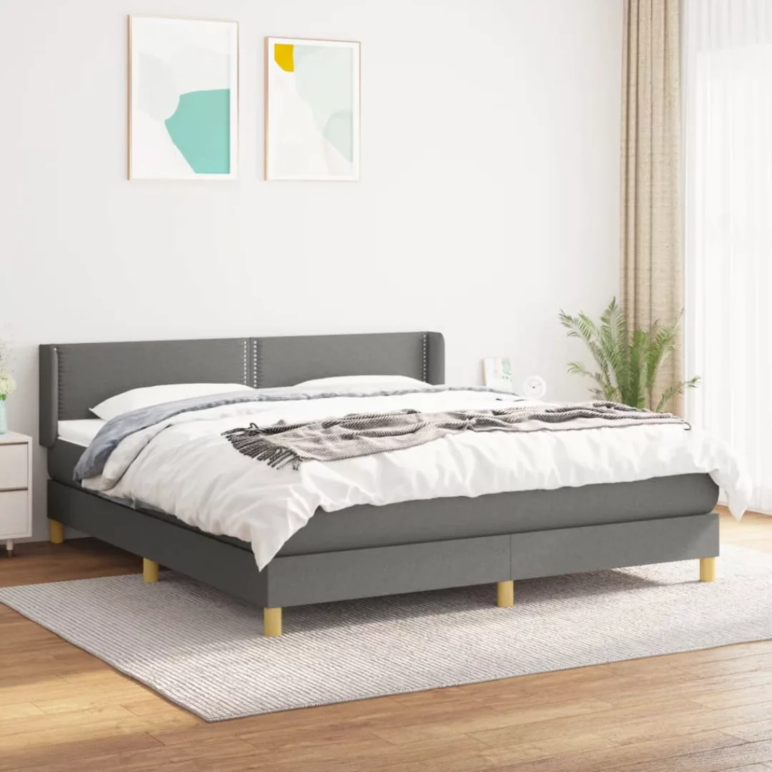 Vidaxl Boxspringbett Mit Matratze Dunkelgrau 160x200 Cm Stoff günstig online kaufen