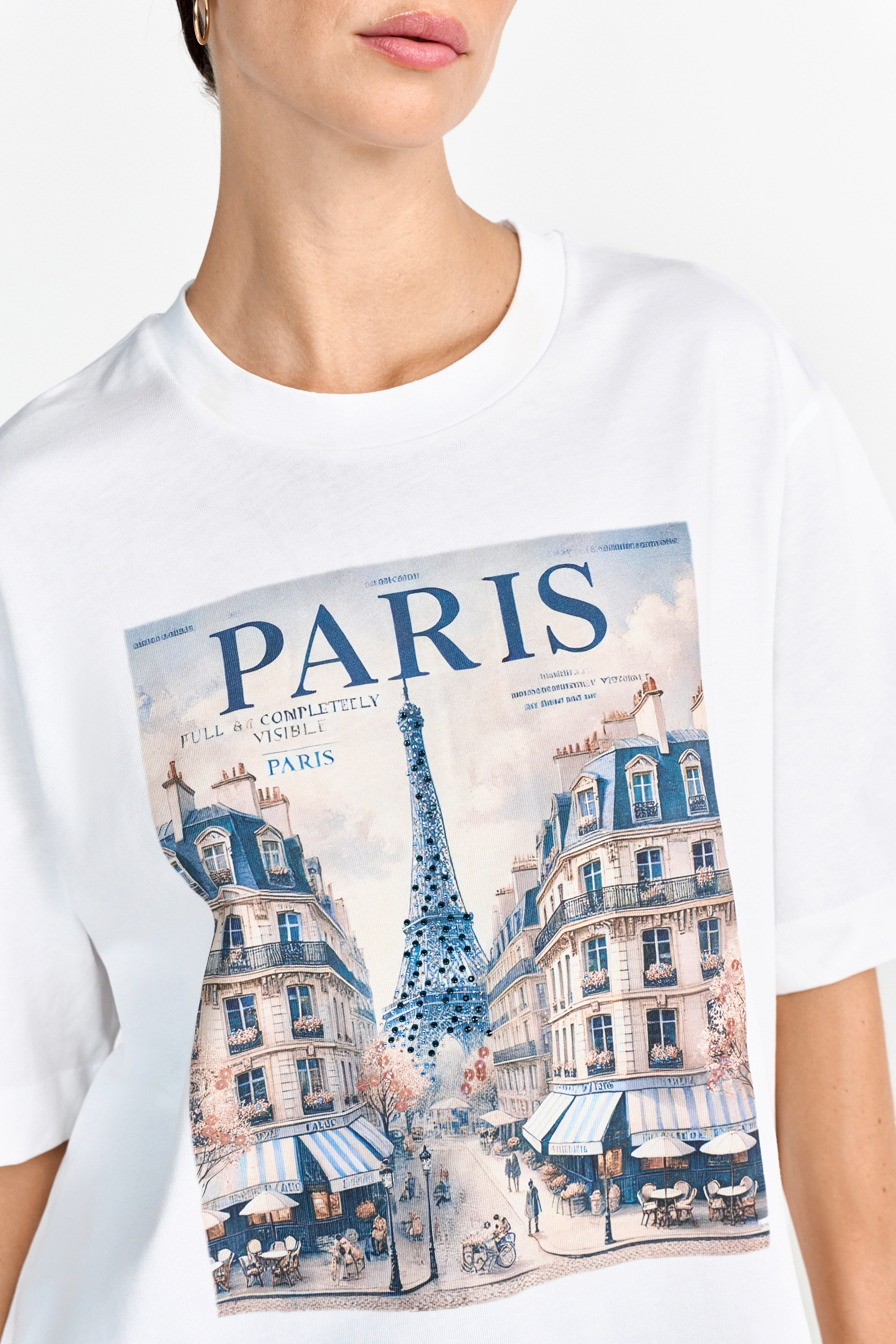 RICHROYAL T-Shirt, mit nostalgischem Print und Strasssteinen, Rundhals, cas günstig online kaufen