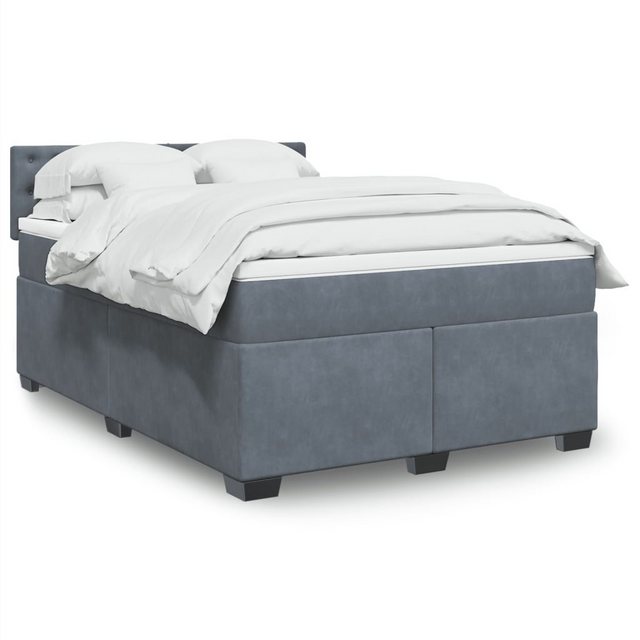 vidaXL Boxspringbett, Boxspringbett mit Matratze Dunkelgrau 160x200 cm Samt günstig online kaufen