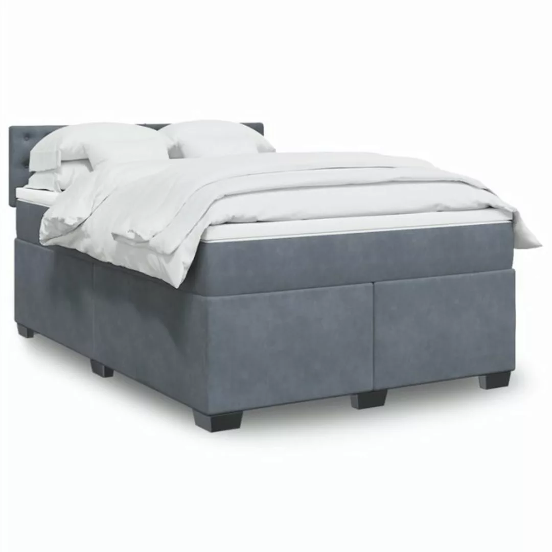 vidaXL Boxspringbett, Boxspringbett mit Matratze Dunkelgrau 160x200 cm Samt günstig online kaufen