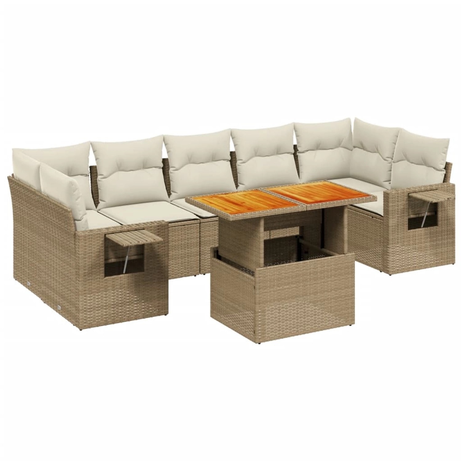 vidaXL 8-Tlg Garten-Sofagarnitur mit Kissen Beige Poly Rattan 3271667 günstig online kaufen