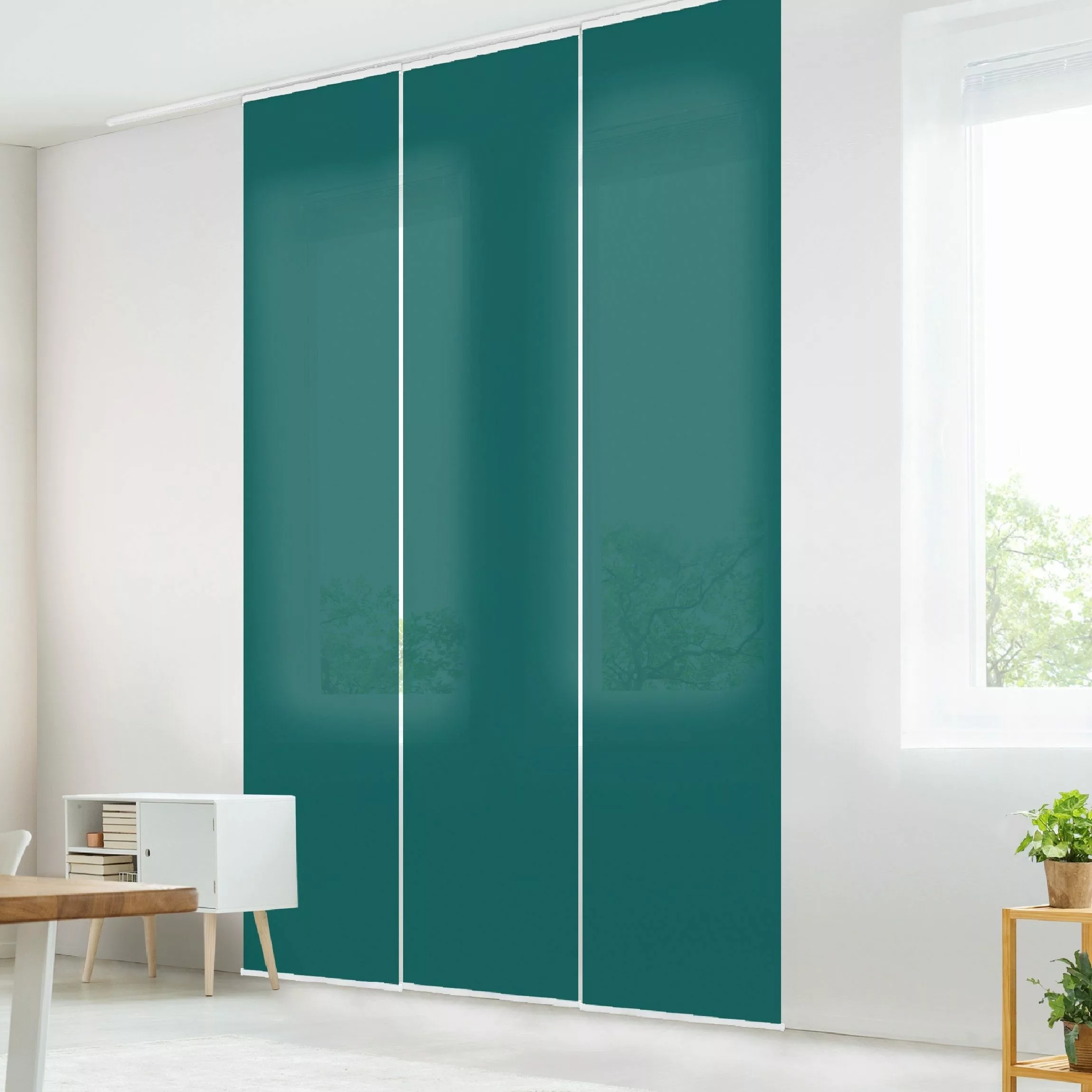 Bilderdepot24 Schiebegardine modern Flächenvorhang blickdicht Piniengrün, günstig online kaufen