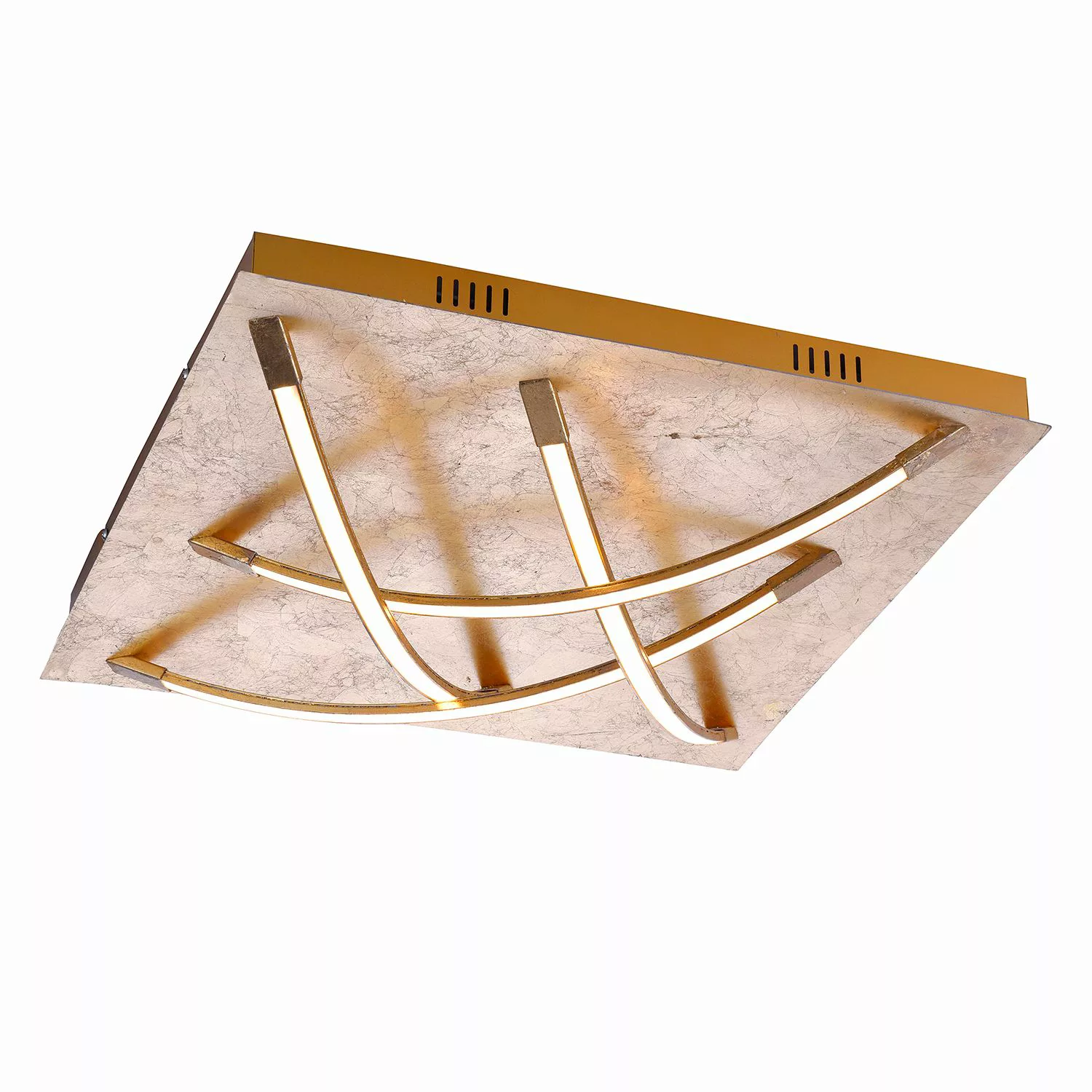 home24 Paul Neuhaus LED-Deckenleuchte Jano Swing Glamour Stahl Gold Quadrat günstig online kaufen