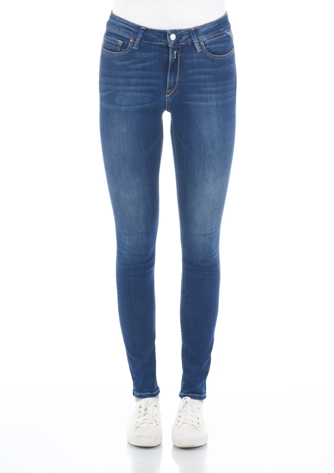 Replay Damen Jeans Luzien - Skinny Fit - Blau -Medium Blue günstig online kaufen