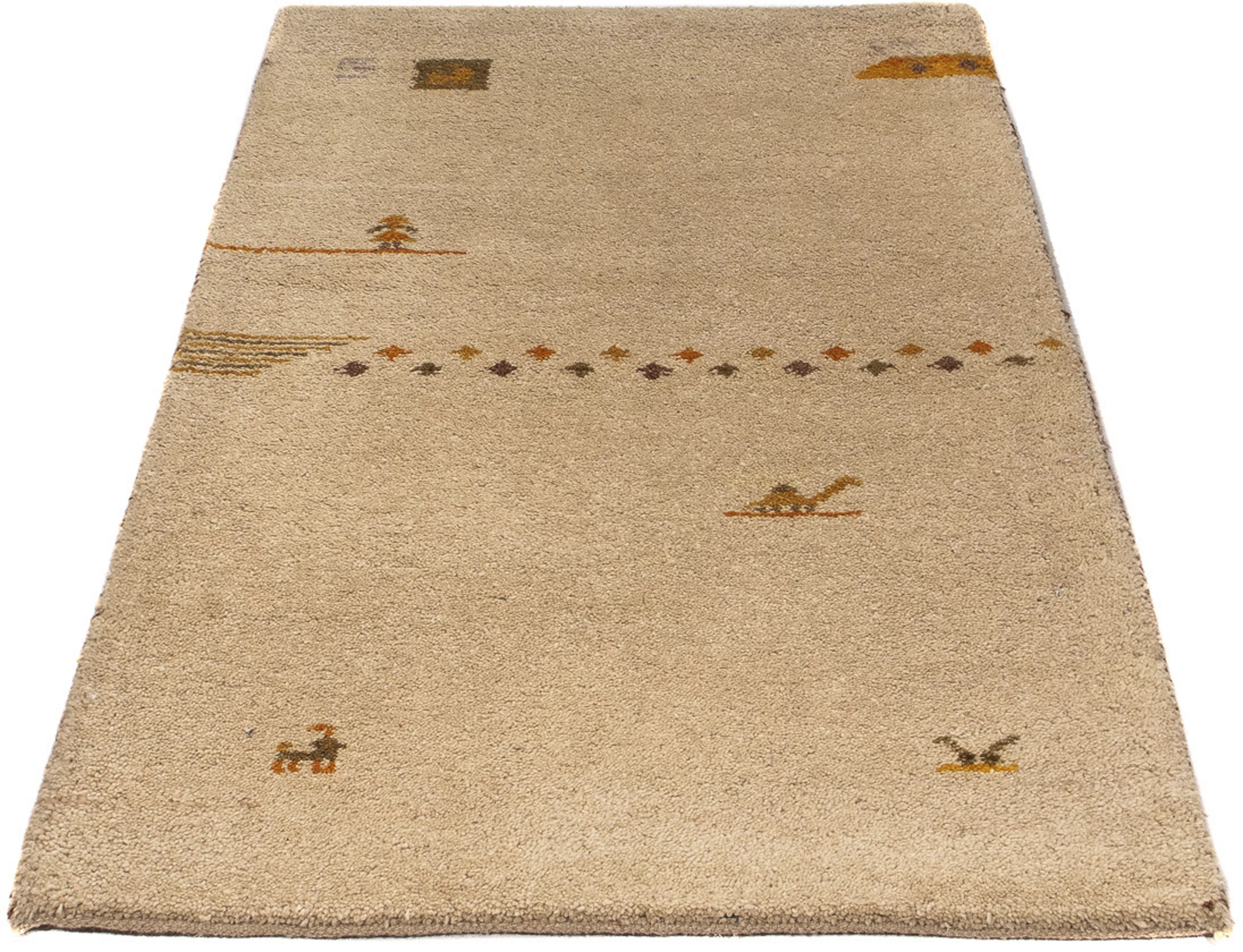 morgenland Wollteppich »Gabbeh - Indus - 120 x 70 cm - beige«, rechteckig, günstig online kaufen