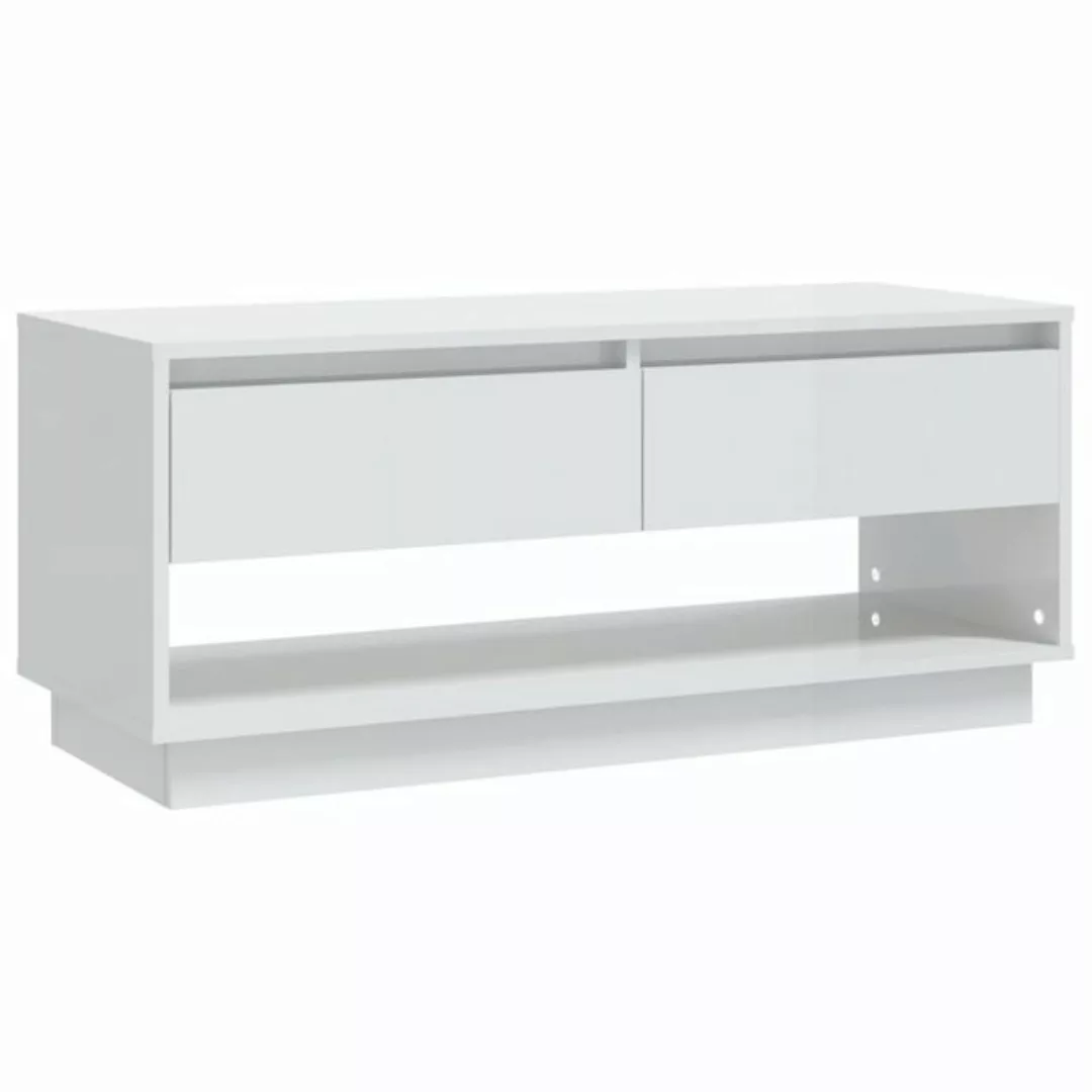 vidaXL TV-Schrank TV-Schrank Hochglanz-Weiß 102x41x44 cm Spanplatte Lowboar günstig online kaufen