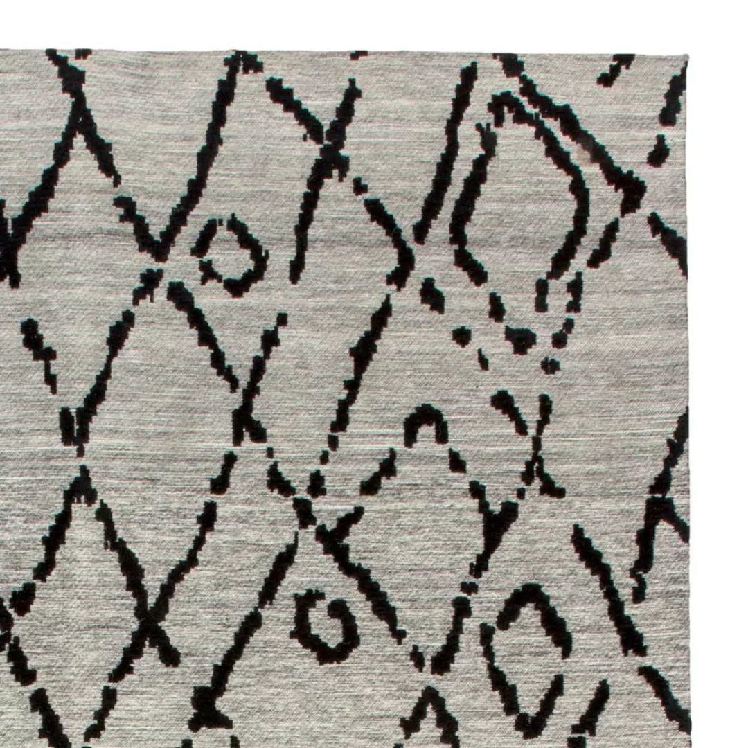 Gewebter Teppich in Grau und Schwarz abstraktem Muster günstig online kaufen