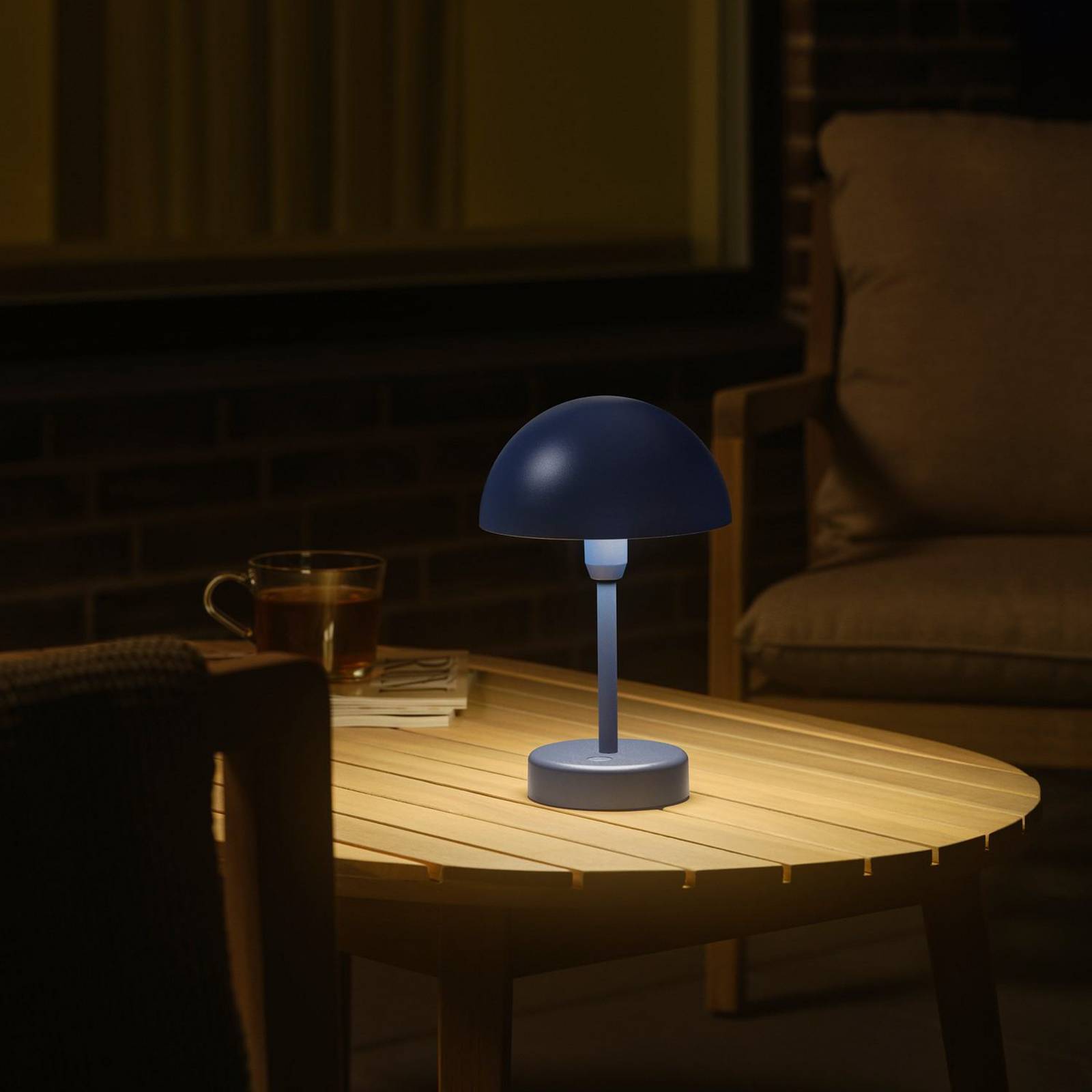 LED-Akku-Tischleuchte Ellen To-Go, blau, Aluminium günstig online kaufen