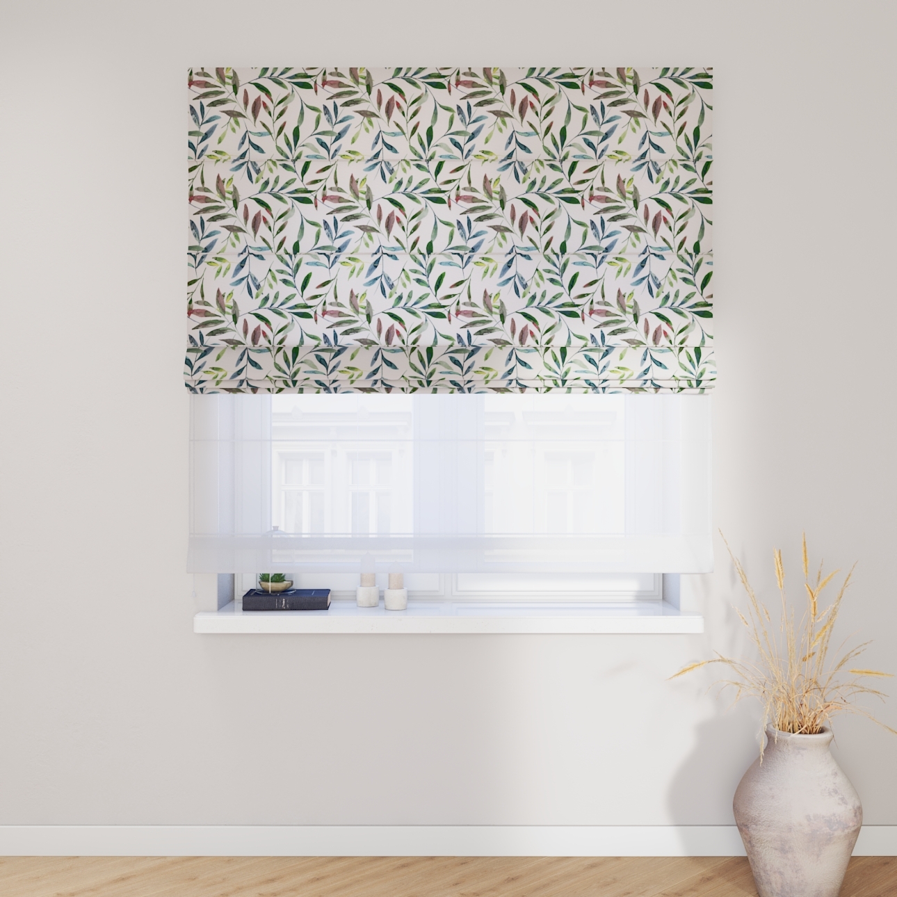 Dekoria Doppelraffrollo Duo, weiß-grün, 120 x 170 cm günstig online kaufen