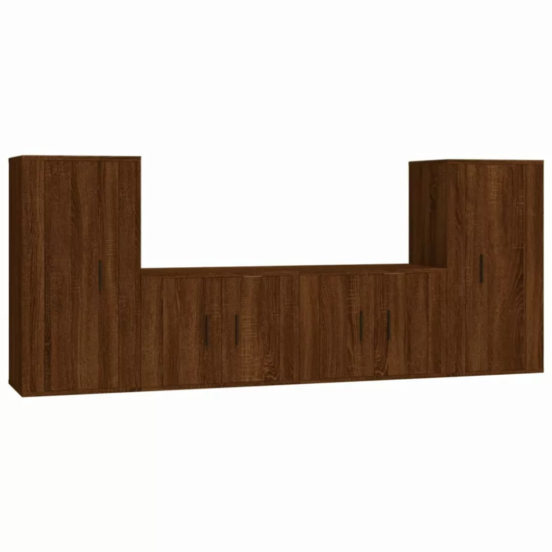 Vidaxl 4-tlg. Tv-schrank-set Braun Eichen-optik Holzwerkstoff günstig online kaufen
