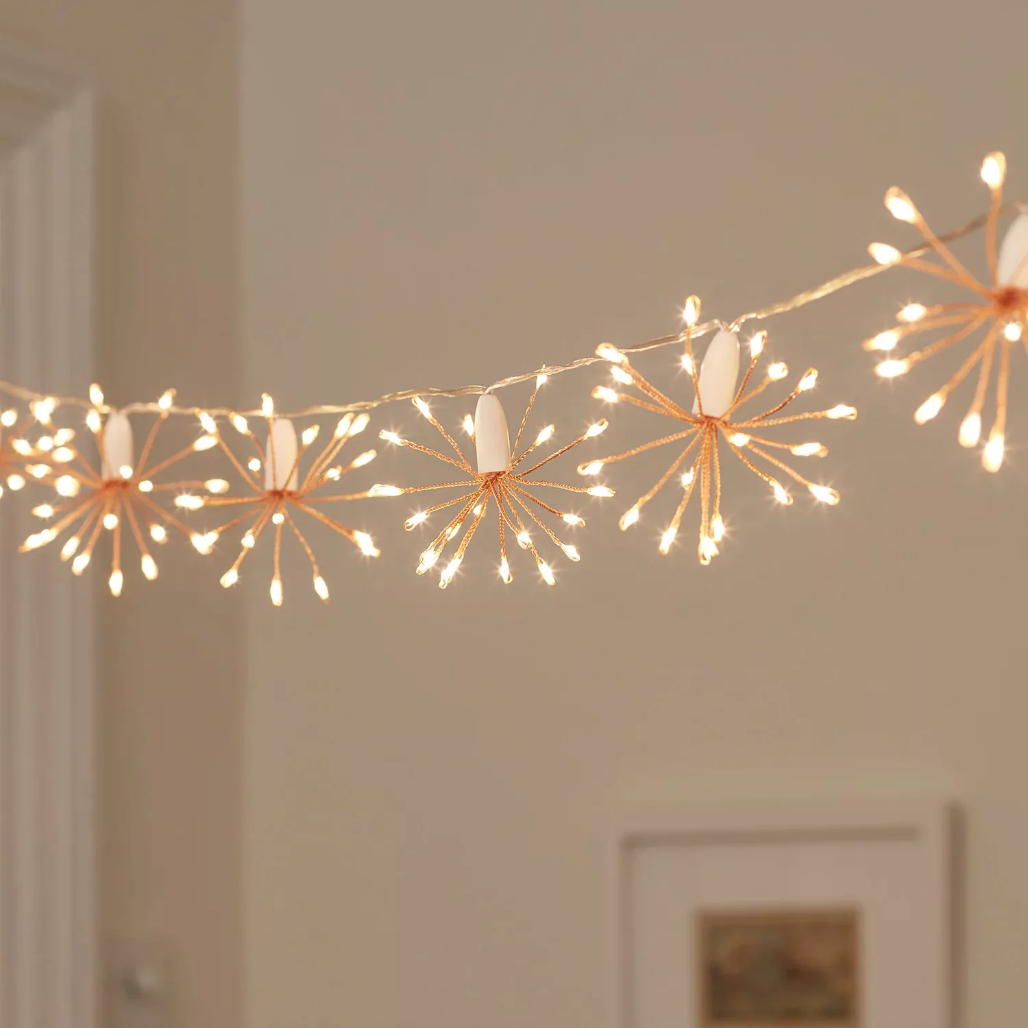 15er LED Lichterkette Sternenbälle rosegold günstig online kaufen