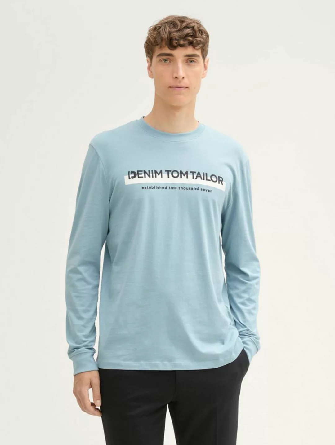 TOM TAILOR Denim T-Shirt Langarmshirt mit Logo Print günstig online kaufen