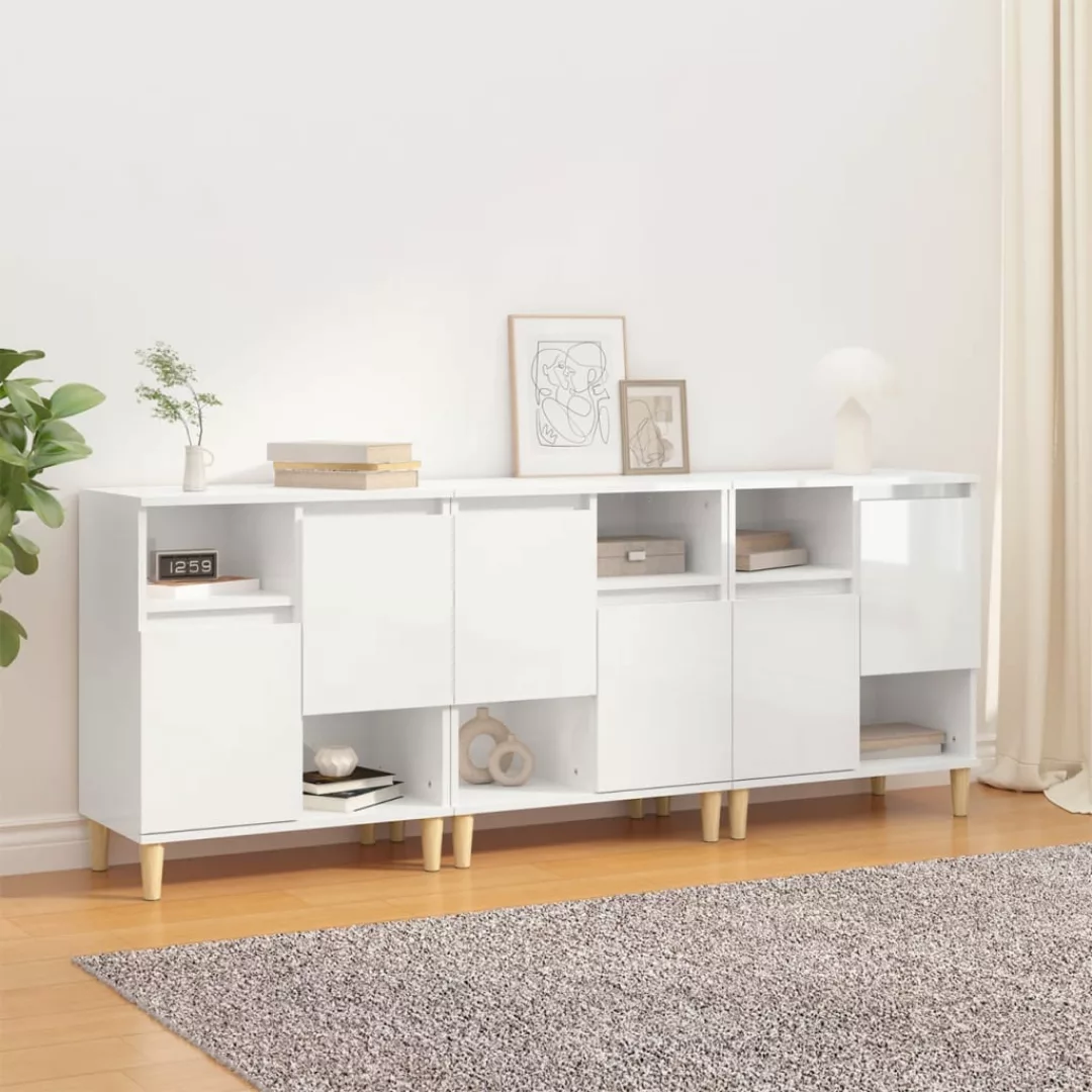 Vidaxl Sideboards 3 Stk. Hochglanz-weiß 60x35x70 Cm Holzwerkstoff günstig online kaufen