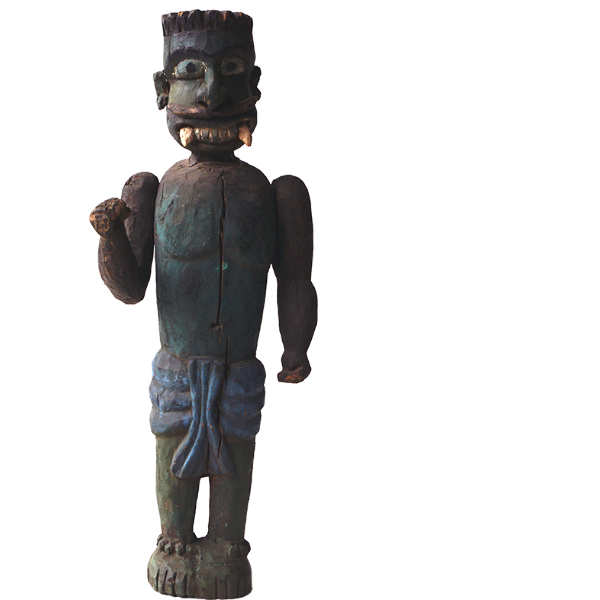 Holzstatue grün/blau Antik günstig online kaufen