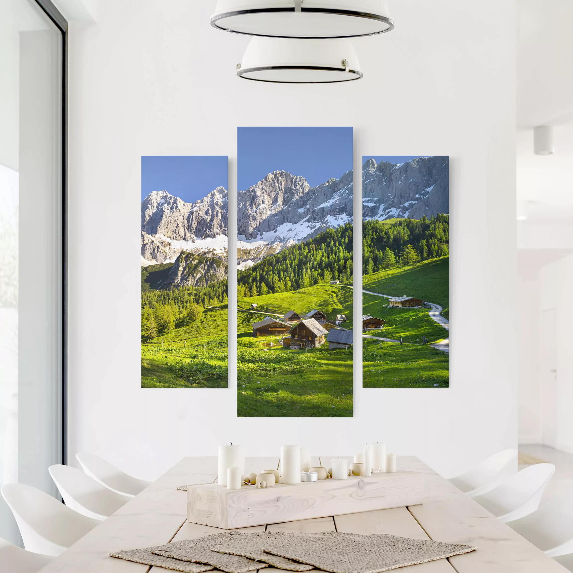 3-teiliges Leinwandbild Berg - Querformat Steiermark Almwiese günstig online kaufen