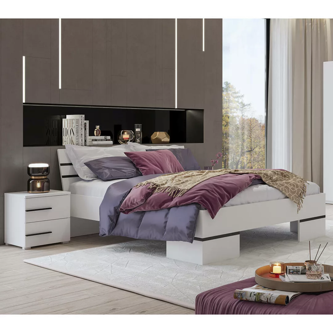 Schlafzimmer Set 3-teilig VALLETTA-83 mit Bett 160x200 in weiß günstig online kaufen