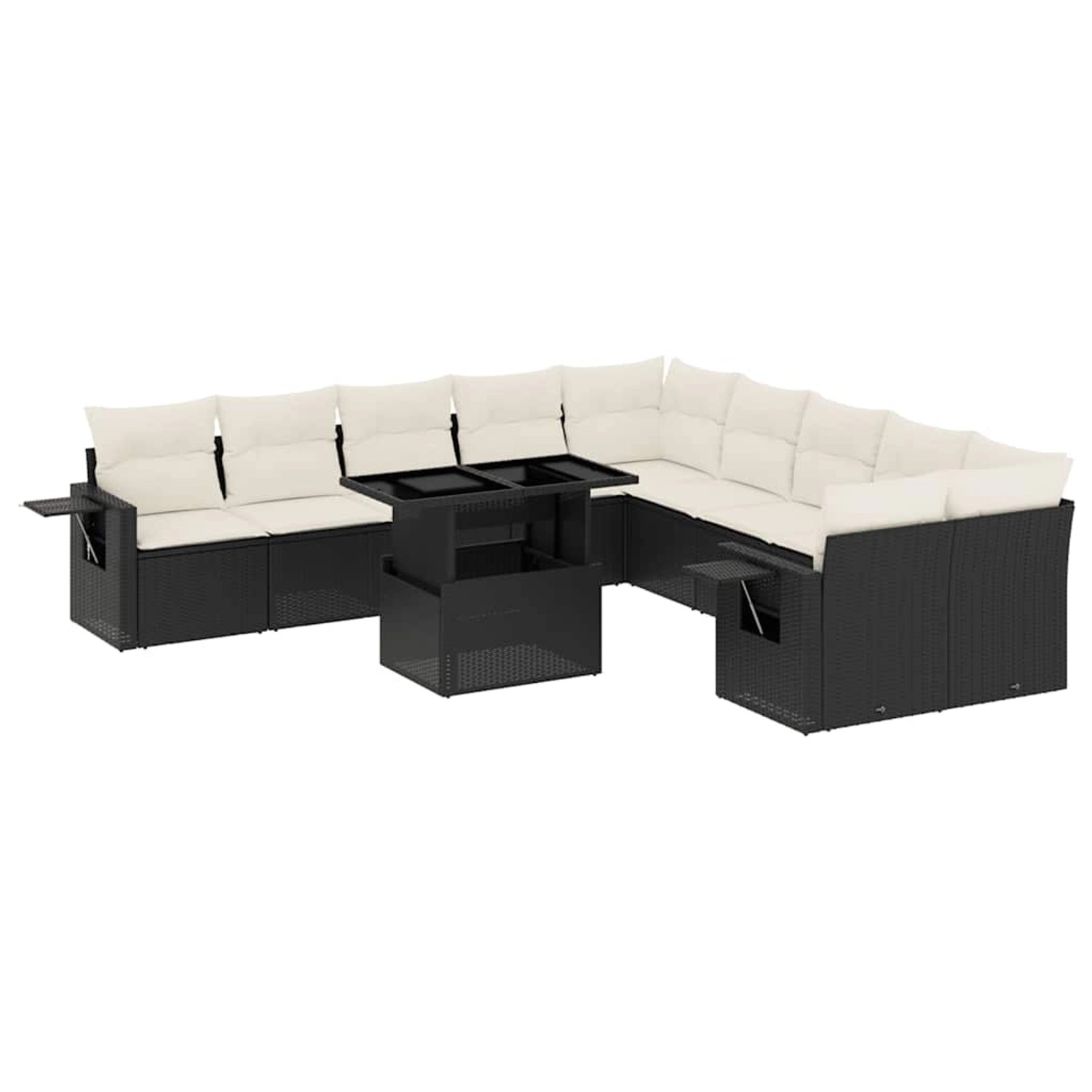 vidaXL 11-Tlg Garten-Sofagarnitur mit Kissen Schwarz Poly Rattan 3268166 günstig online kaufen