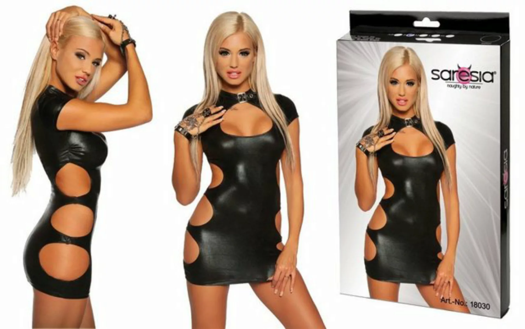 Wetlook Minikleid mit Stehkragen günstig online kaufen