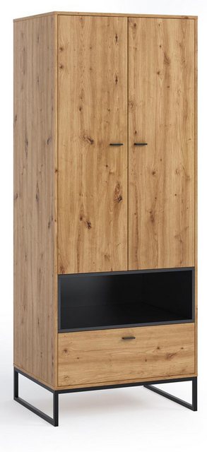 Compleo Kleiderschrank mit schubladen schmal MIO, zwei Türen, Loft Wohnzimm günstig online kaufen