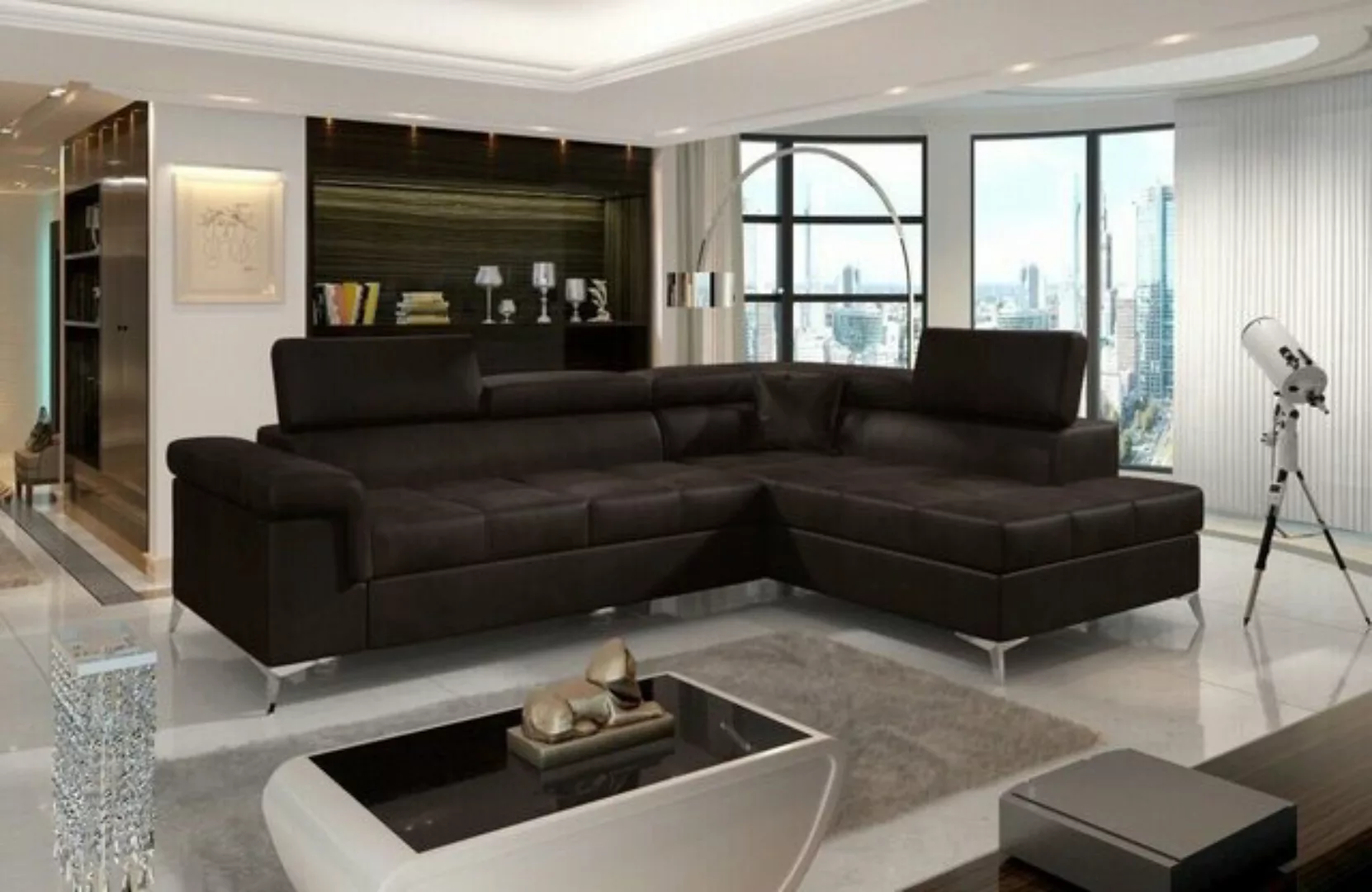 JVmoebel Ecksofa, Ecksofa L-Form Sofa Couch Design Polster Schlafsofa Texti günstig online kaufen