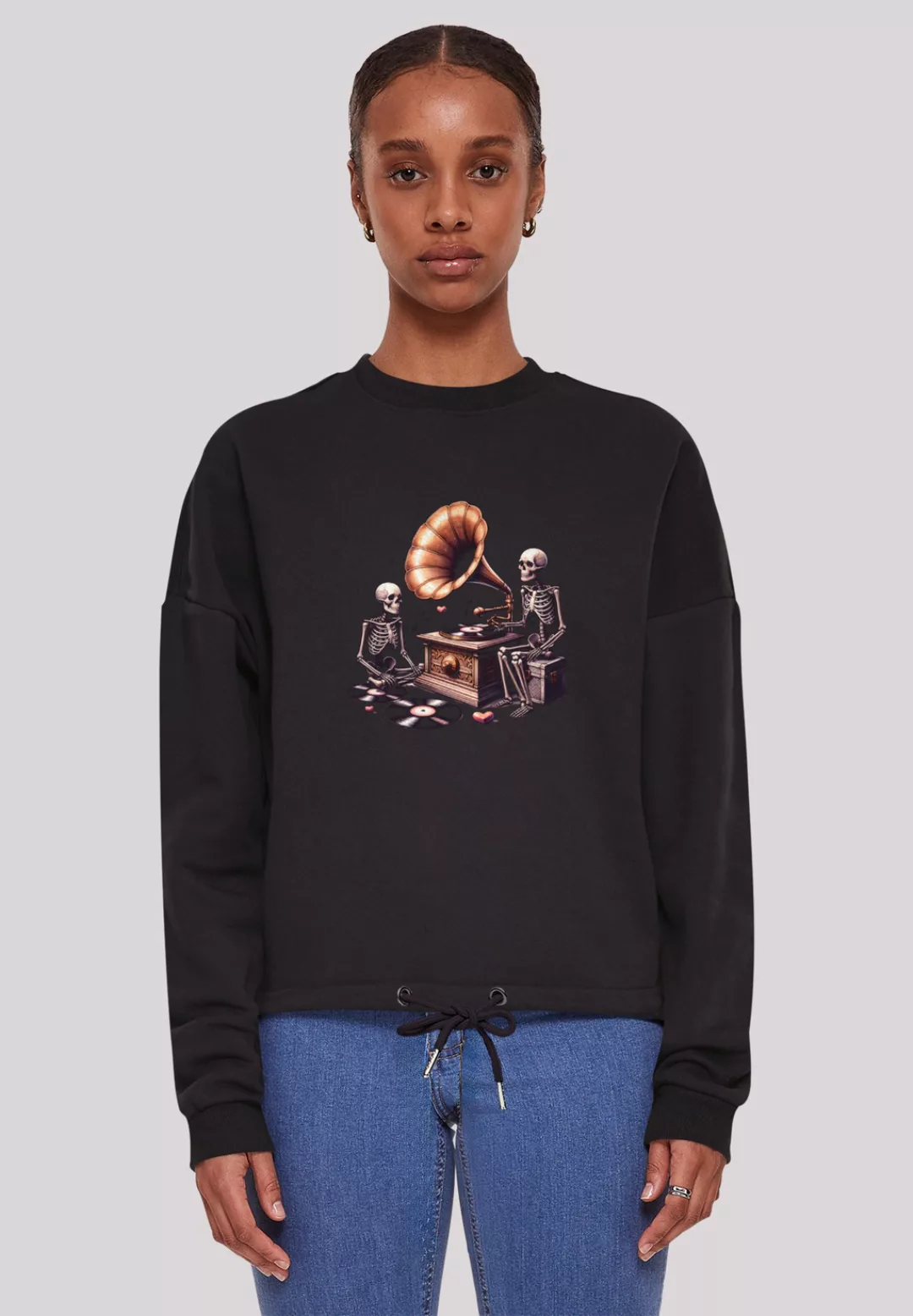 F4NT4STIC Sweatshirt "Gothic Skeleton Vintage Vinyl Plattenspieler", Premiu günstig online kaufen