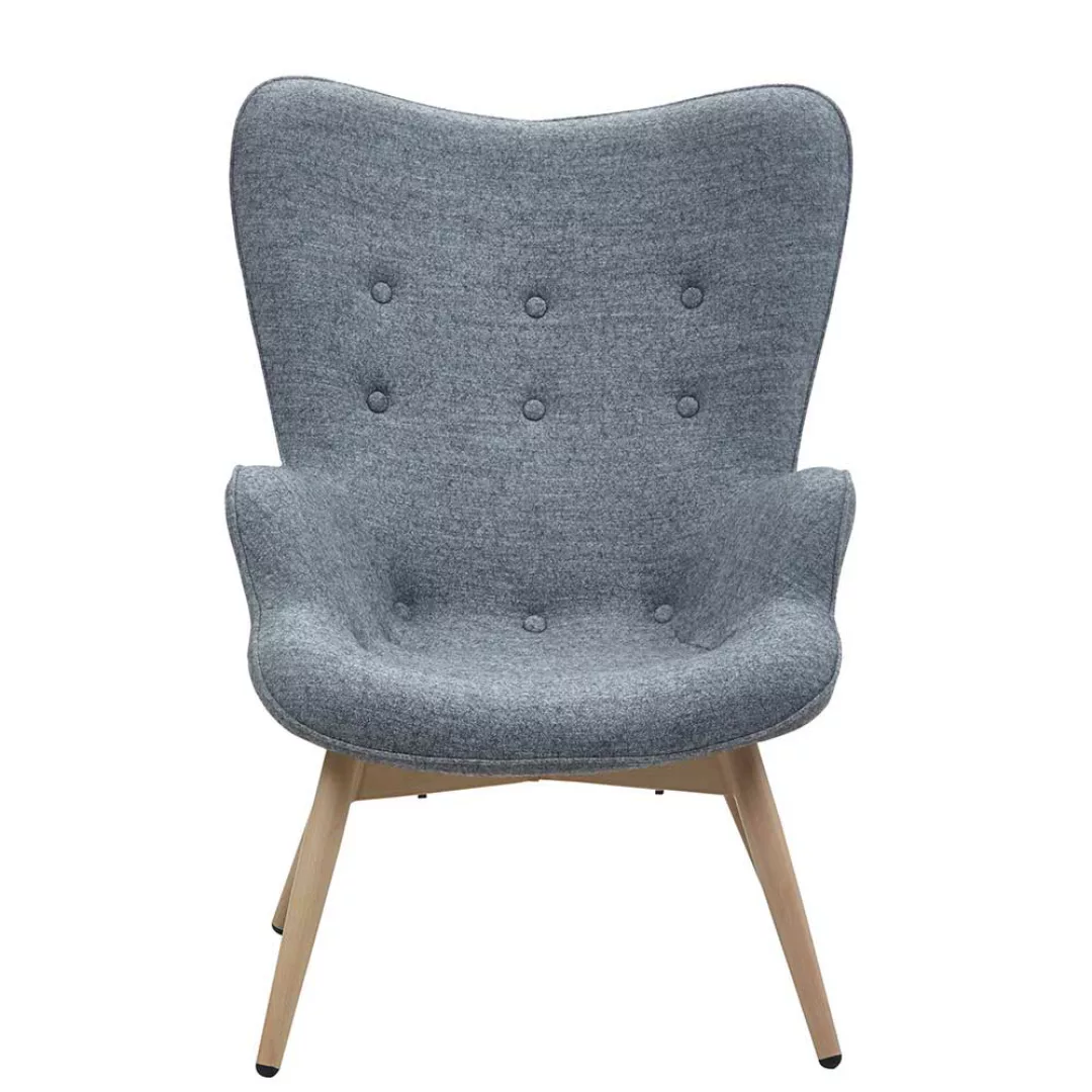 Sessel in Grau Webstoff Skandi Design günstig online kaufen