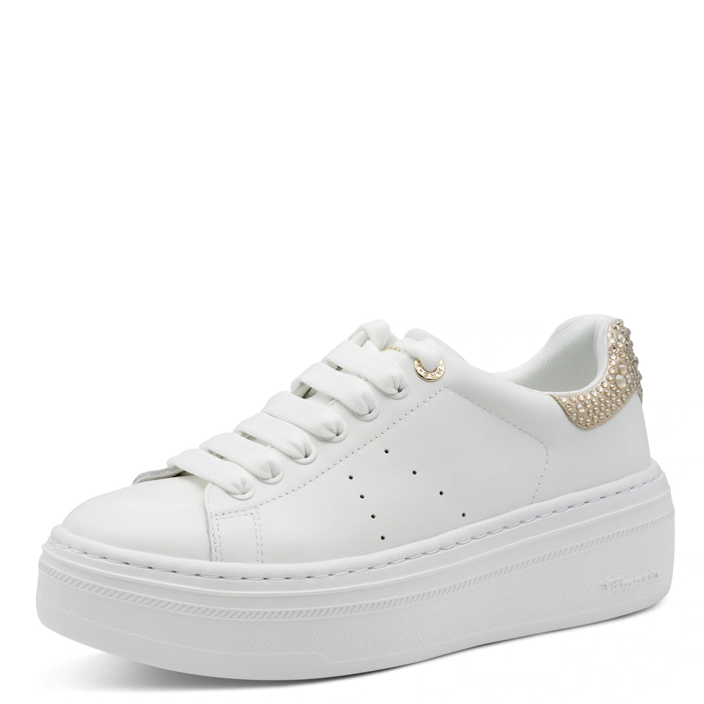 Tamaris Plateausneaker, Schnürschuh, Halbschuh mit auffälligen Schmuckstein günstig online kaufen