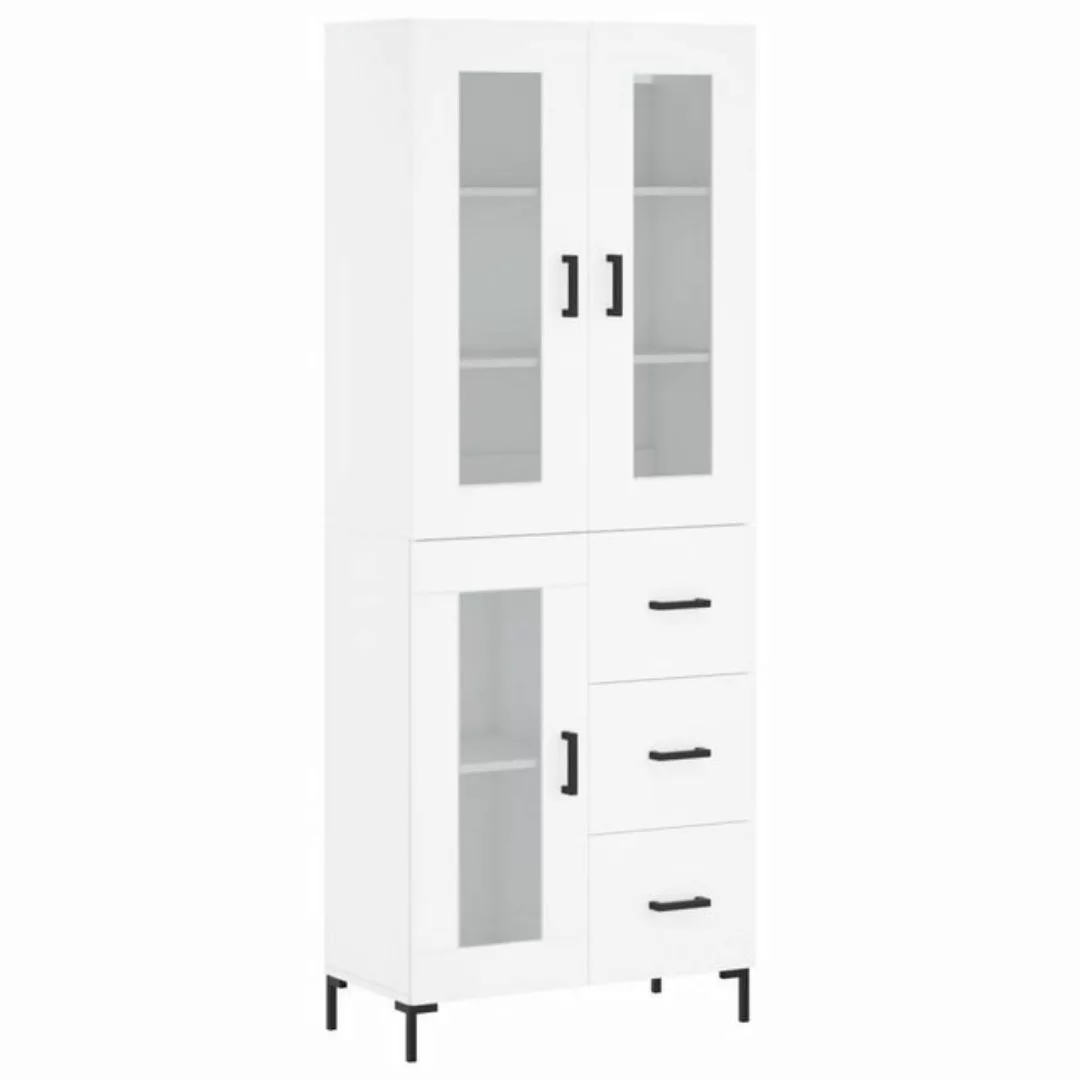 vidaXL Vitrine Highboard Weiß 69,5x34x180 cm Spanplatte Glas Vitrine günstig online kaufen