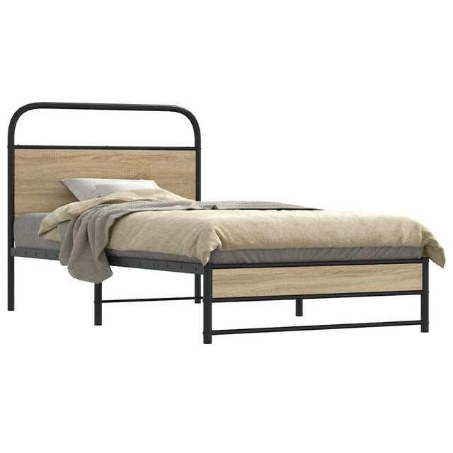 vidaXL Bett, Bettgestell ohne Matratze 107x203 cm Räuchereiche Holzwerkstof günstig online kaufen