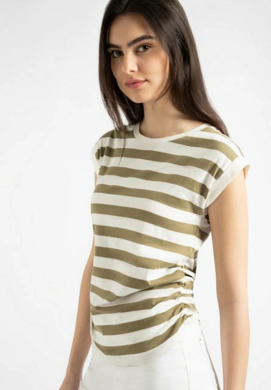 Streifenshirt, khaki/ecru, Sommer-Kollektion günstig online kaufen