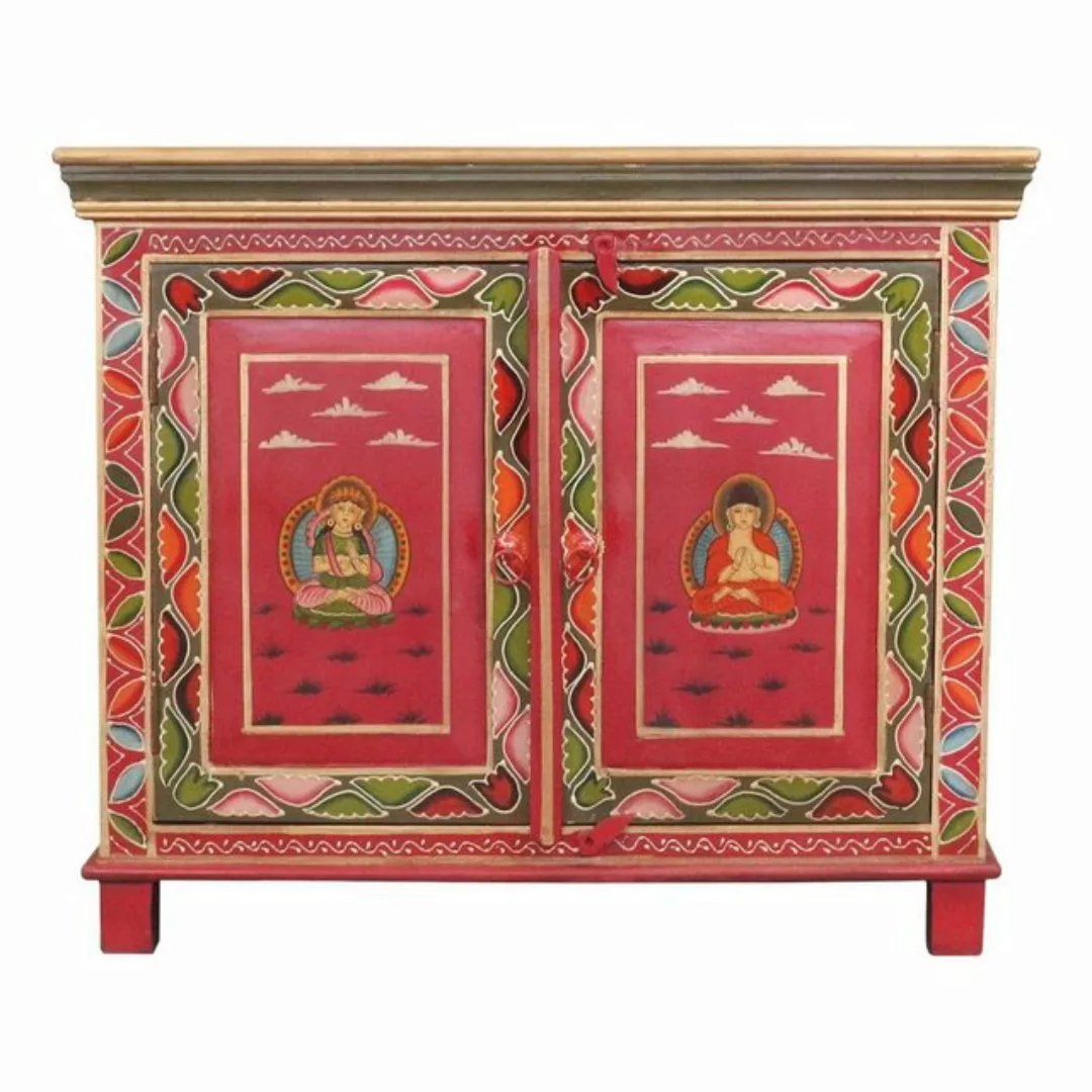 Oriental Galerie Mehrzweckschrank Tibet Wandschrank Kunzang Rot - Grün 76 c günstig online kaufen